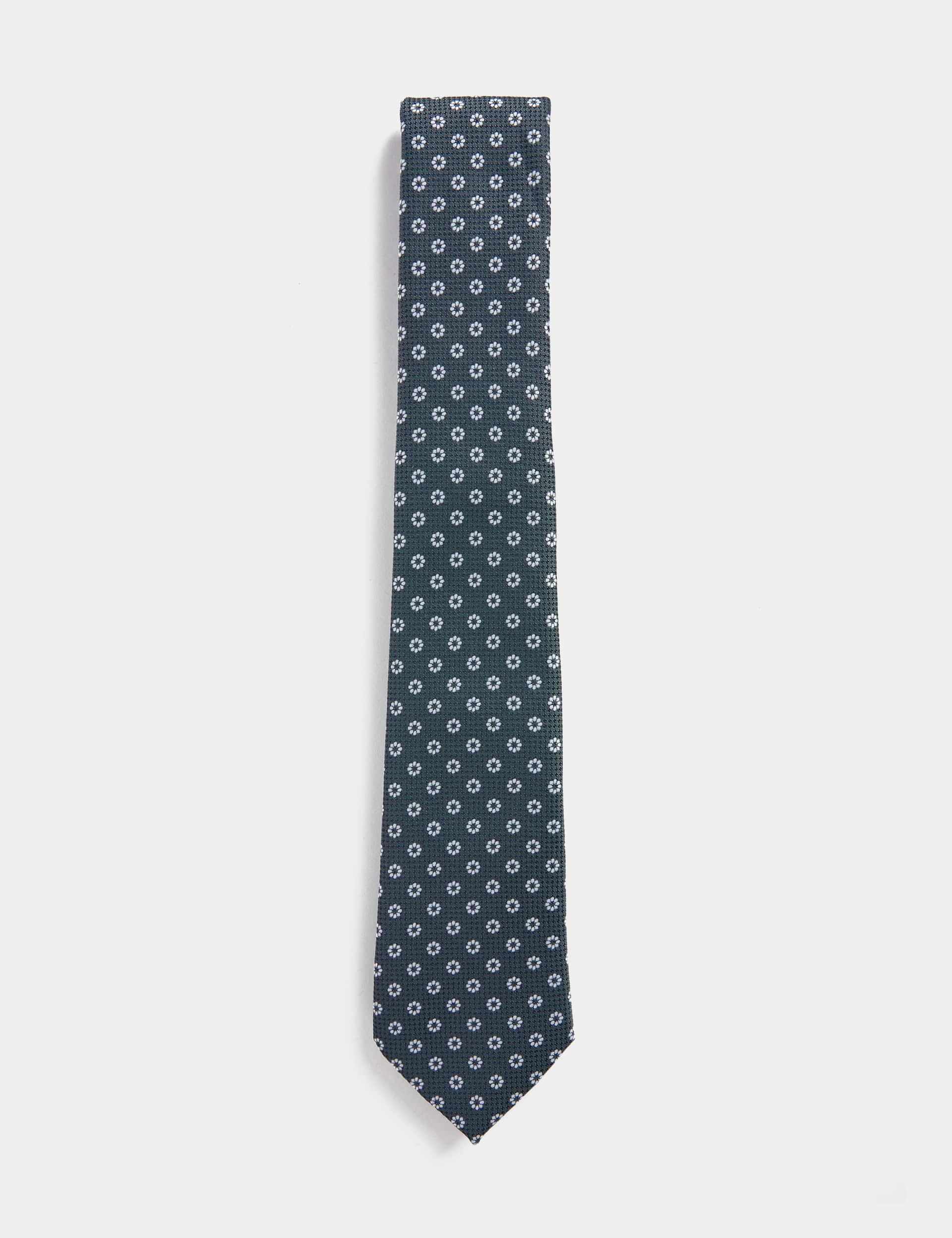 M&S Sartorial Men's Slim Floral Tie - Green, Green