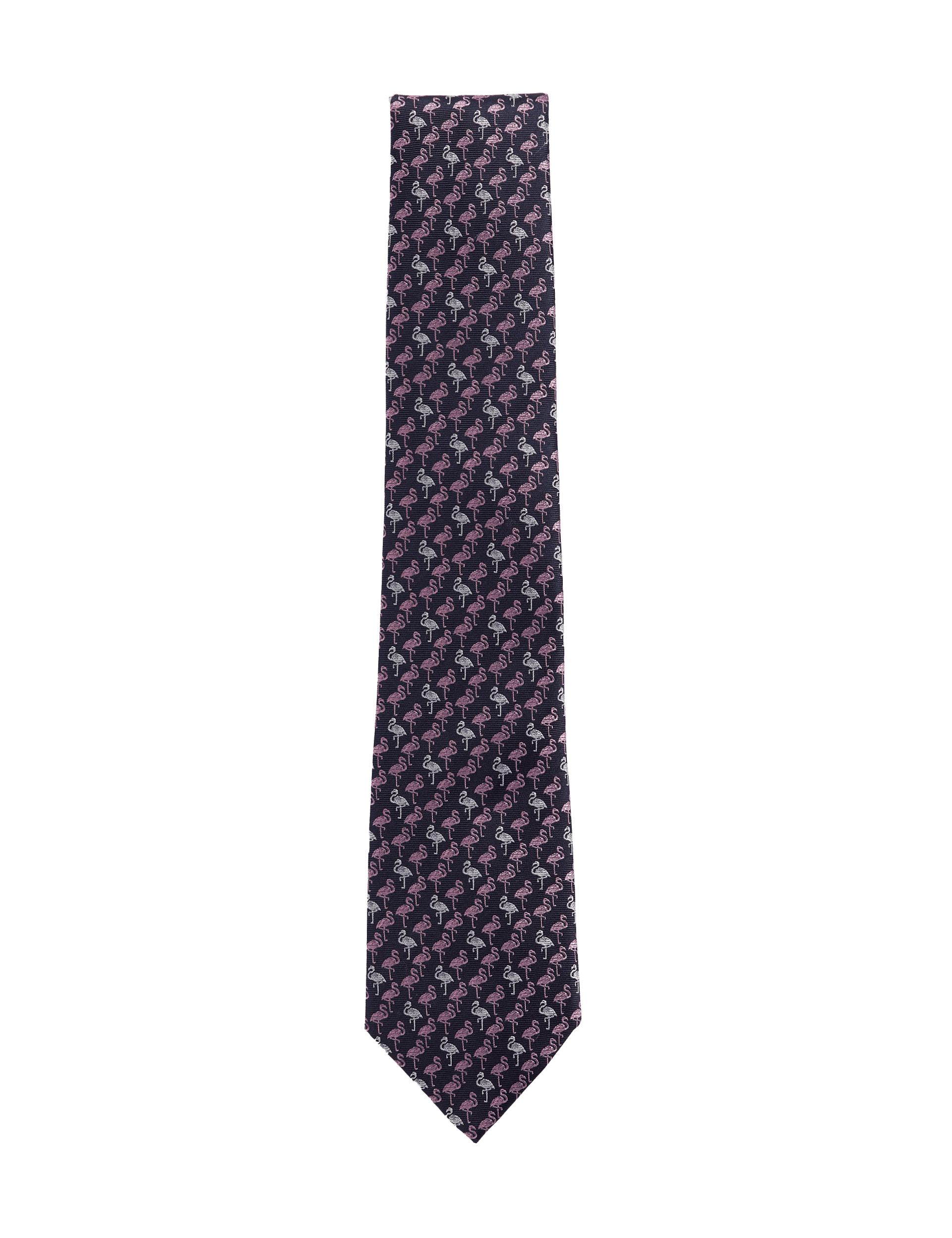 M&S Collection Men's Flamingo Pure Silk Tie - Navy Mix, Navy Mix