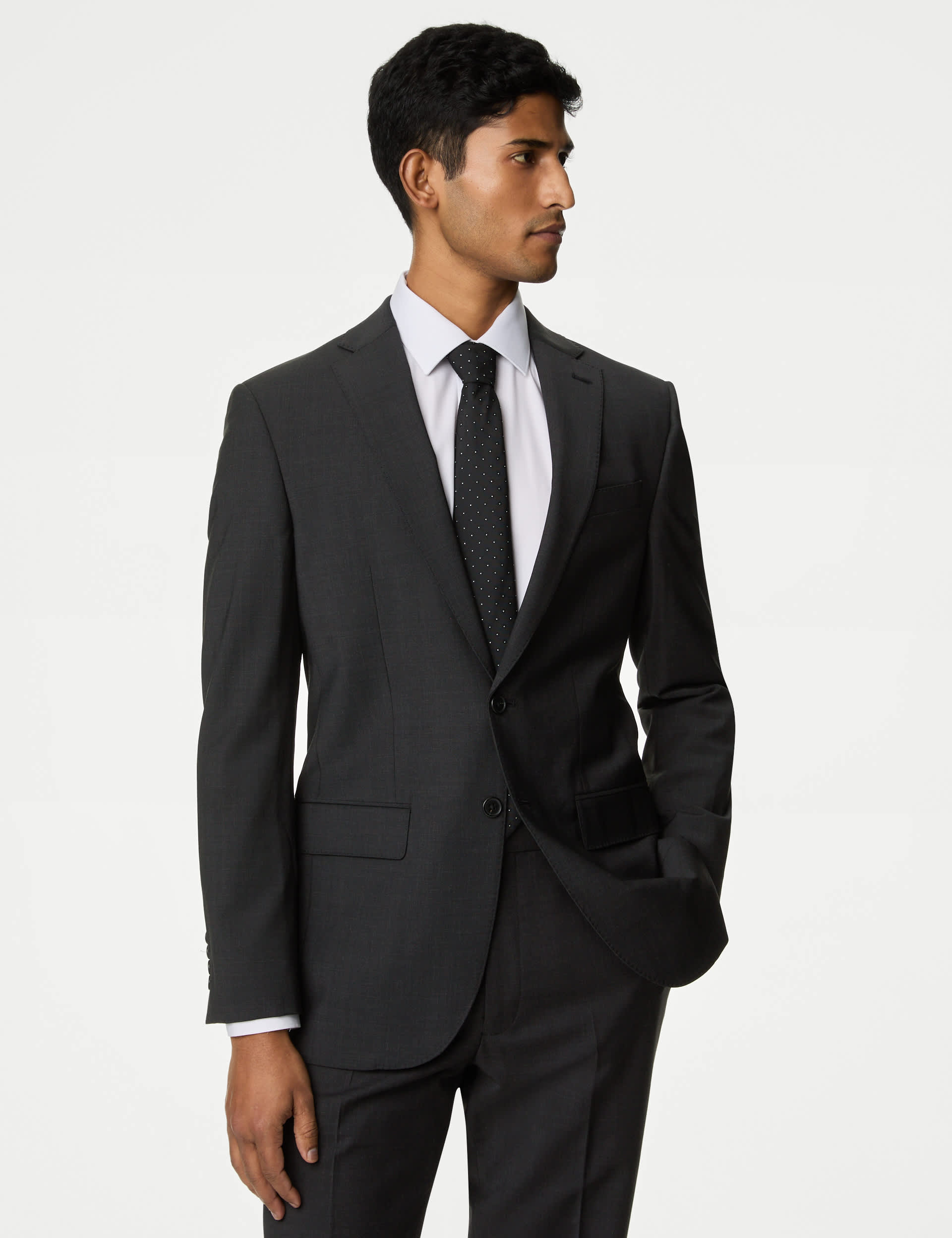 M&S Men's The Ultimate Tailored Fit Suit Jacket - 40REG - Charcoal, Charcoal