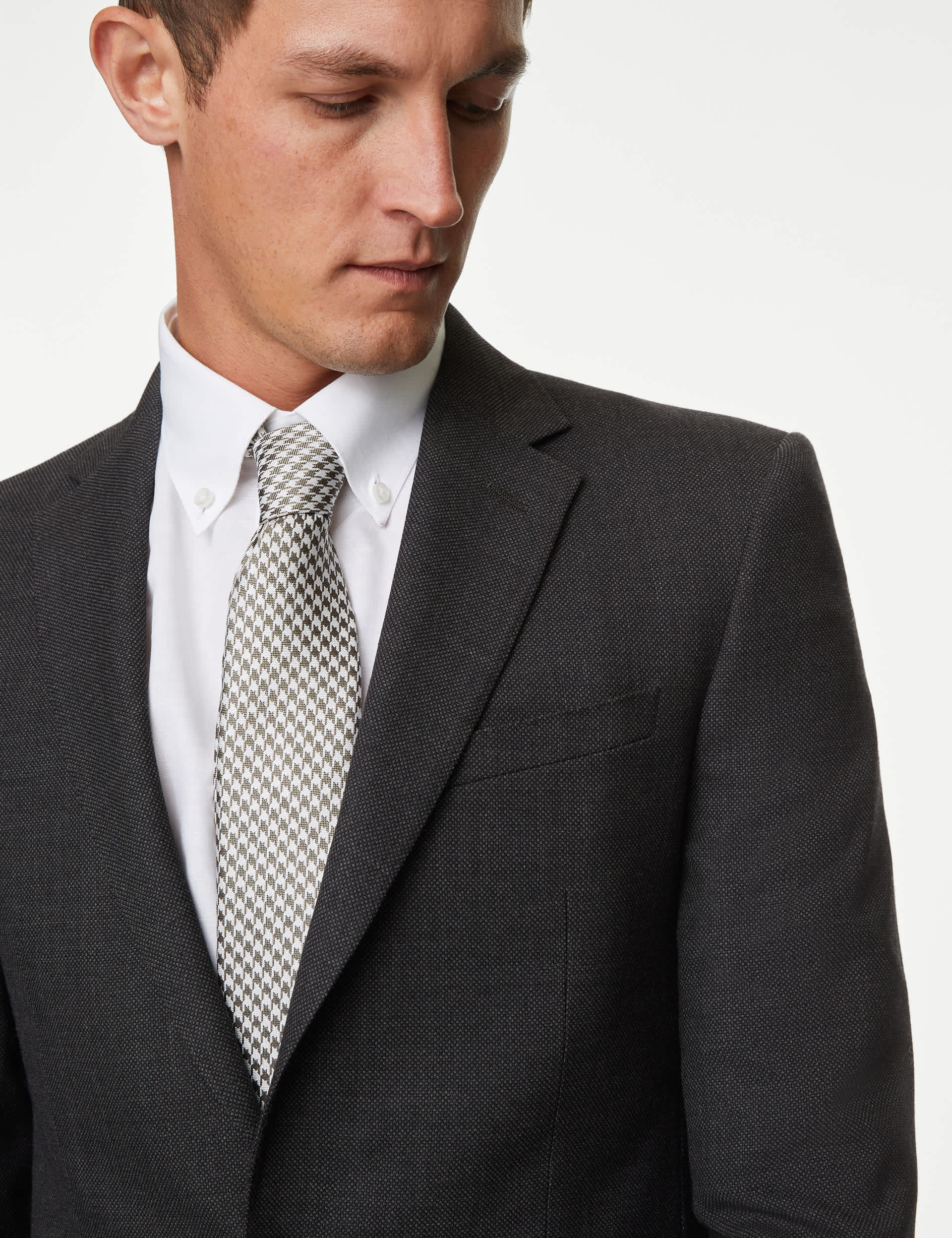 M&S Sartorial Men's Slim Fit Pure Wool Textured Suit Jacket