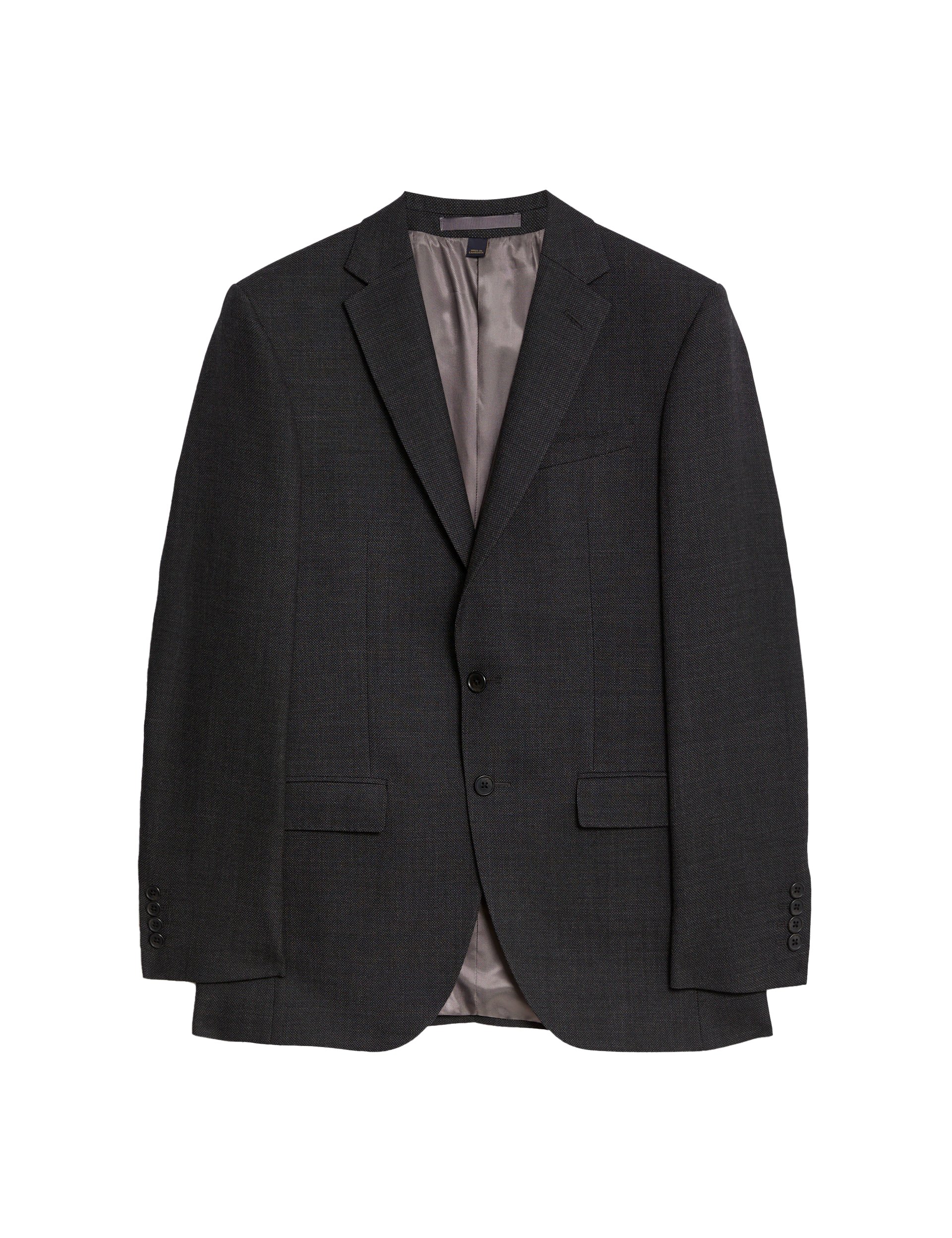 M&S Sartorial Men's Slim Fit Pure Wool Textured Suit Jacket - 36SHT - Charcoal, Charcoal