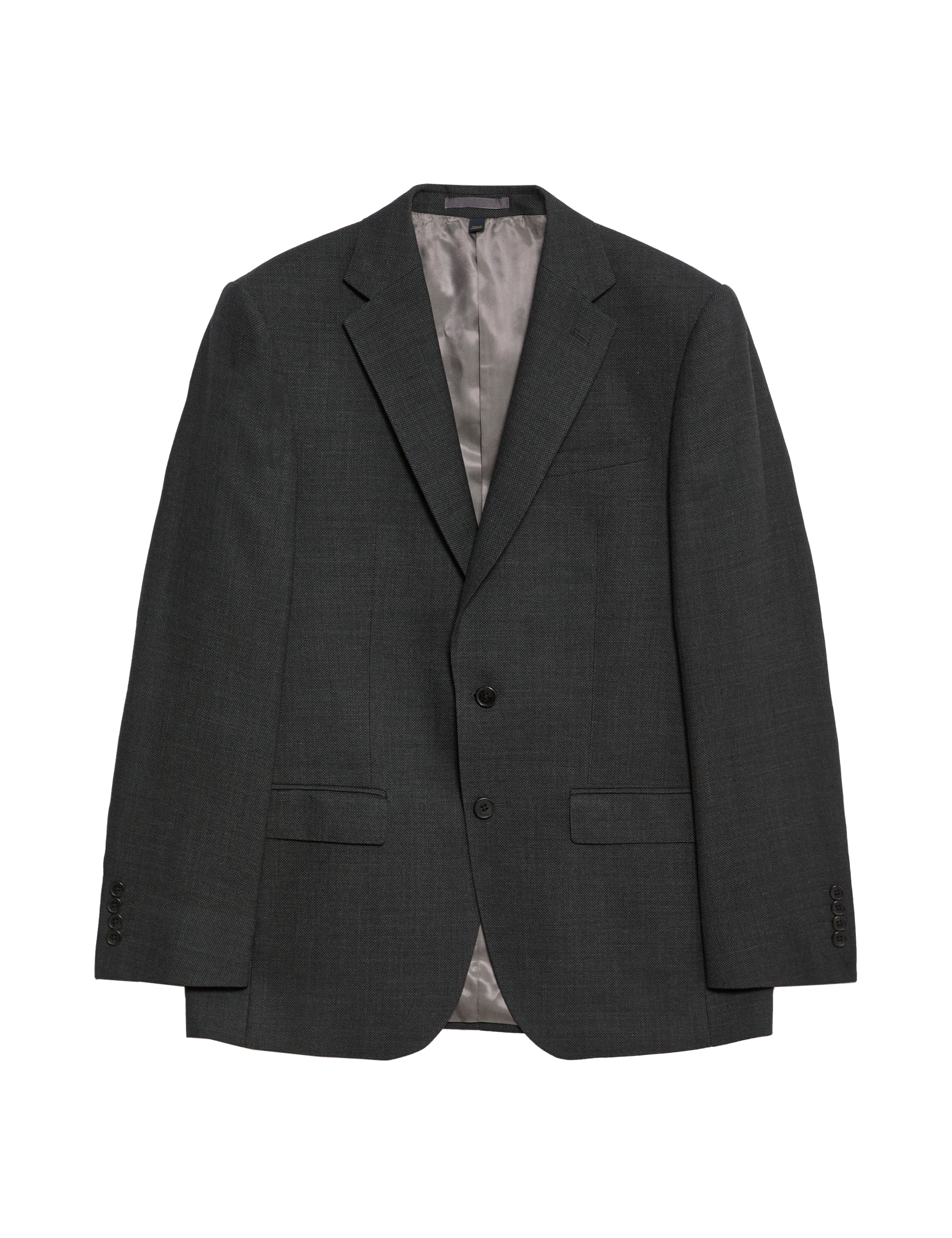 M&S Sartorial Men's Regular Fit Pure Wool Suit Jacket - 40LNG - Charcoal, Charcoal