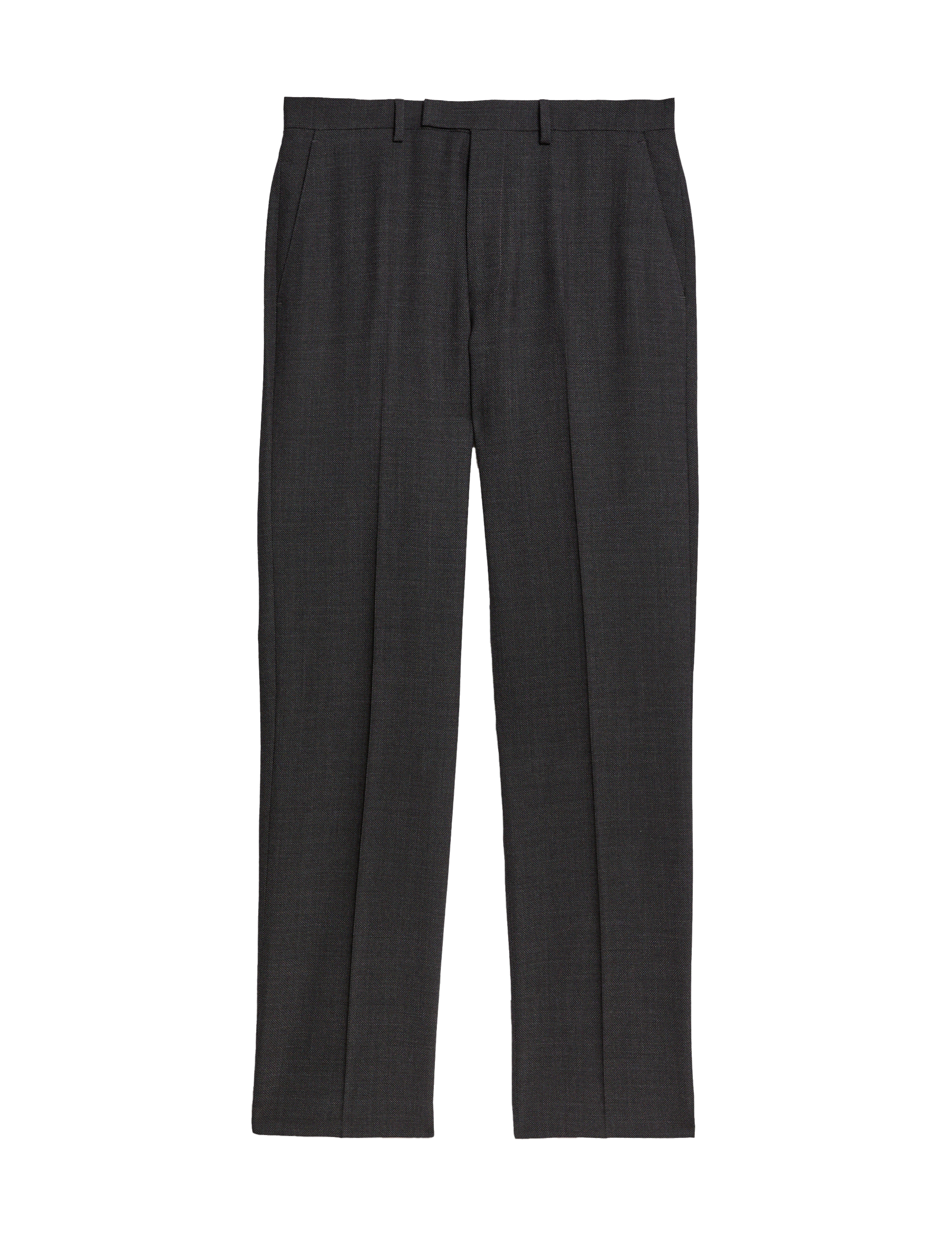 M&S Sartorial Men's Regular Fit Pure Wool Textured Suit Trousers - 40SHT - Charcoal, Charcoal