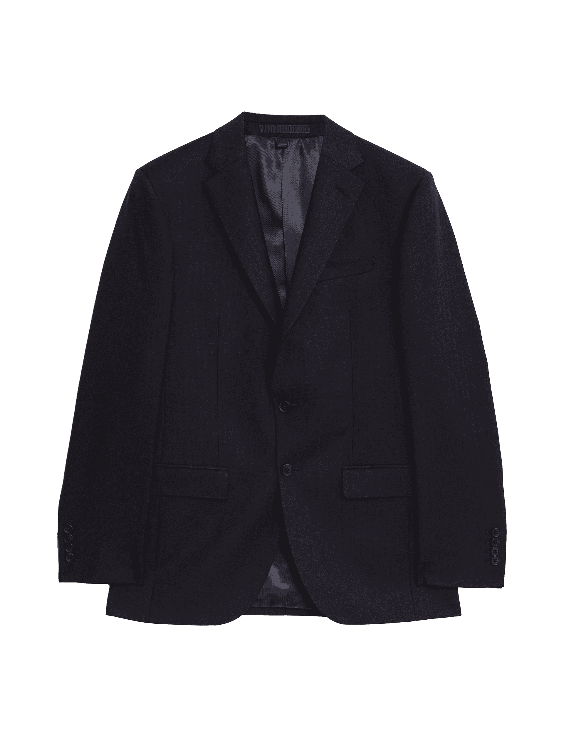 M&S Sartorial Men's Slim Fit Pure Wool Herringbone Suit Jacket - 44REG - Navy, Navy