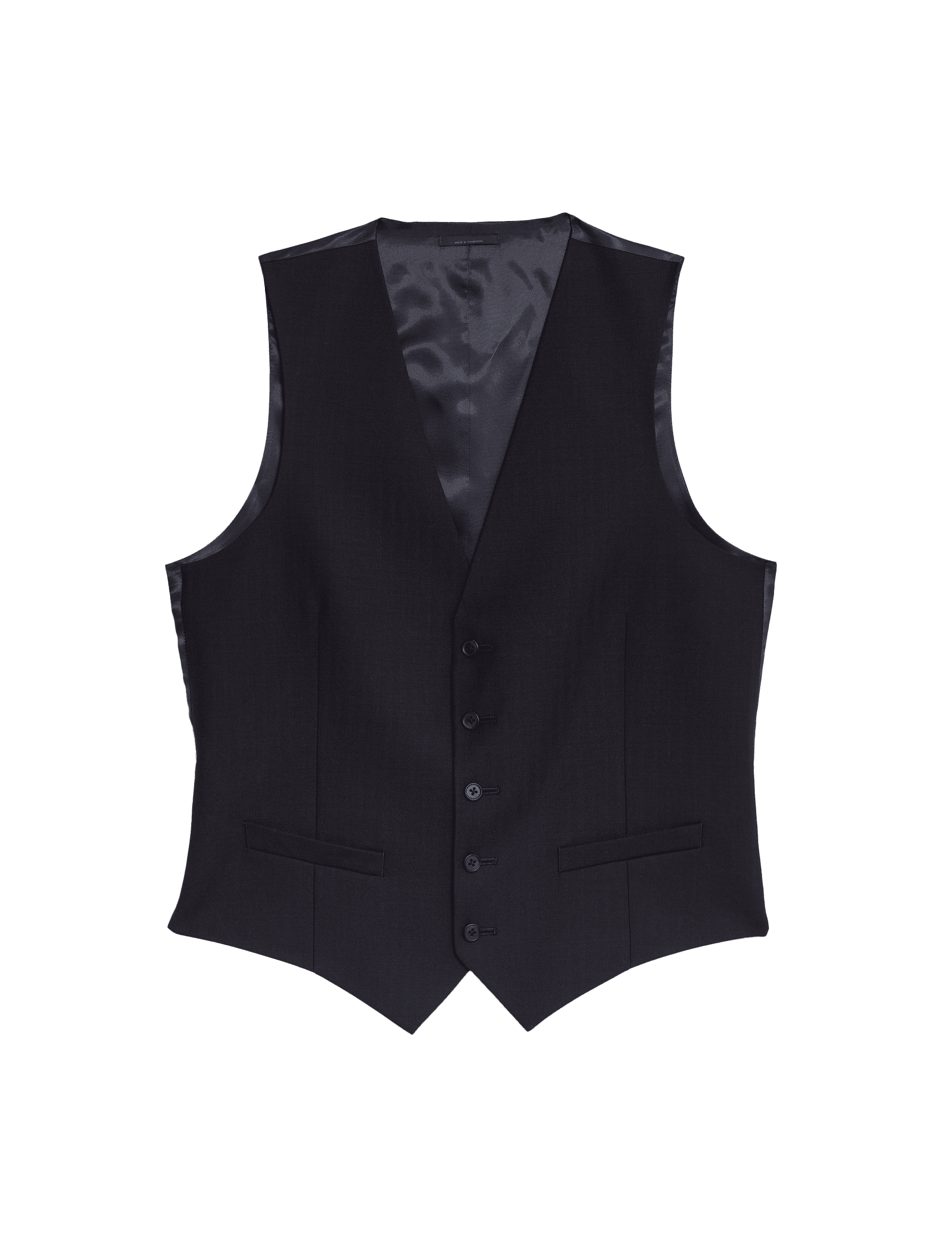 M&S Sartorial Men's Regular Fit Pure Wool Textured Waistcoat - 38REG - Navy, Navy