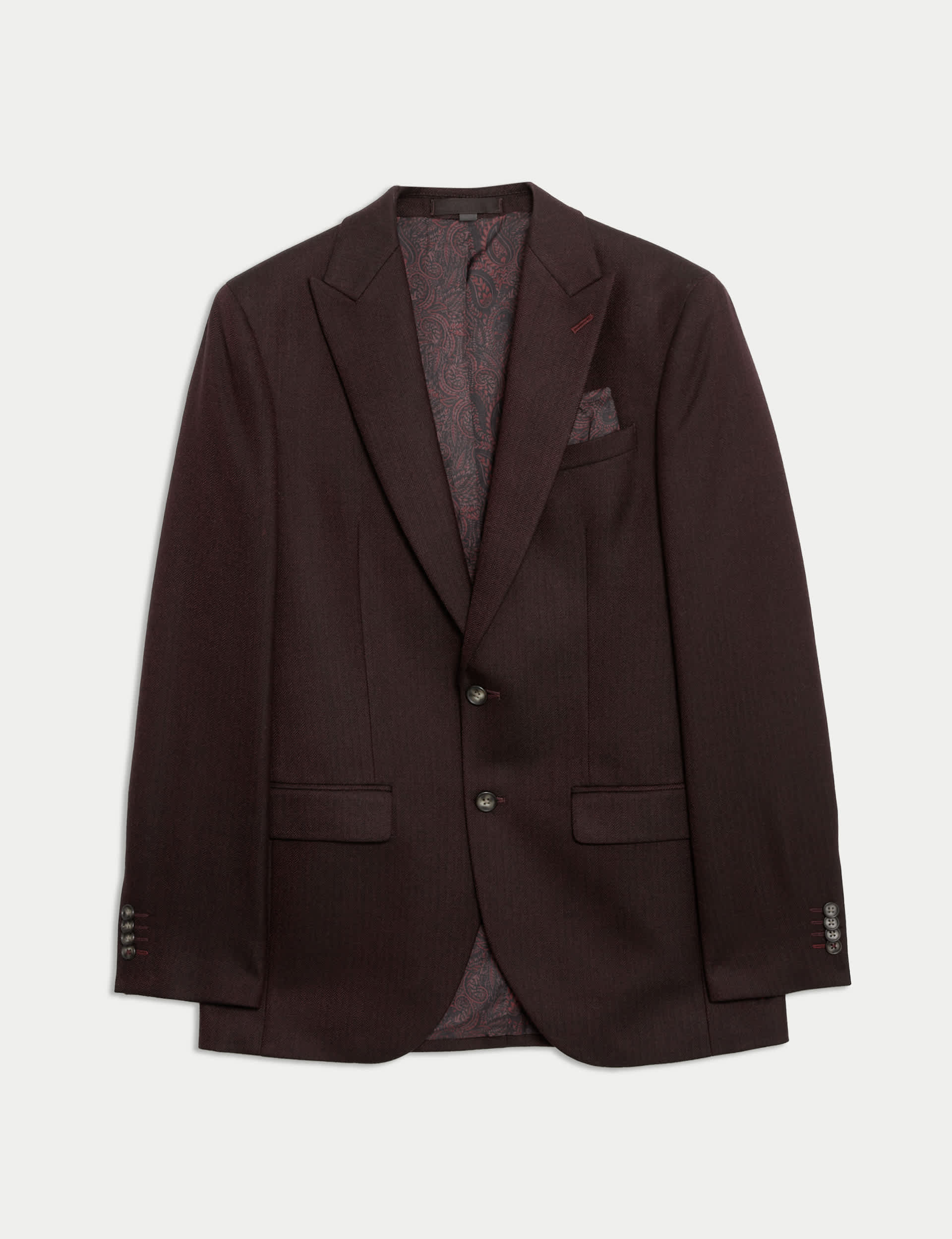 M&S Men's Slim Fit Wool Blend Herringbone Suit Jacket