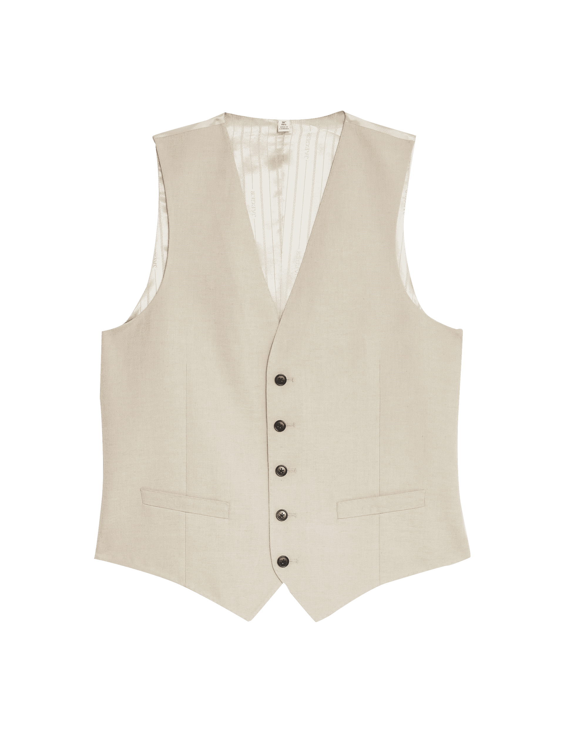 Jaeger Men's Tailored Fit Silk & Linen Blend Waistcoat - 36REG - Stone, Stone