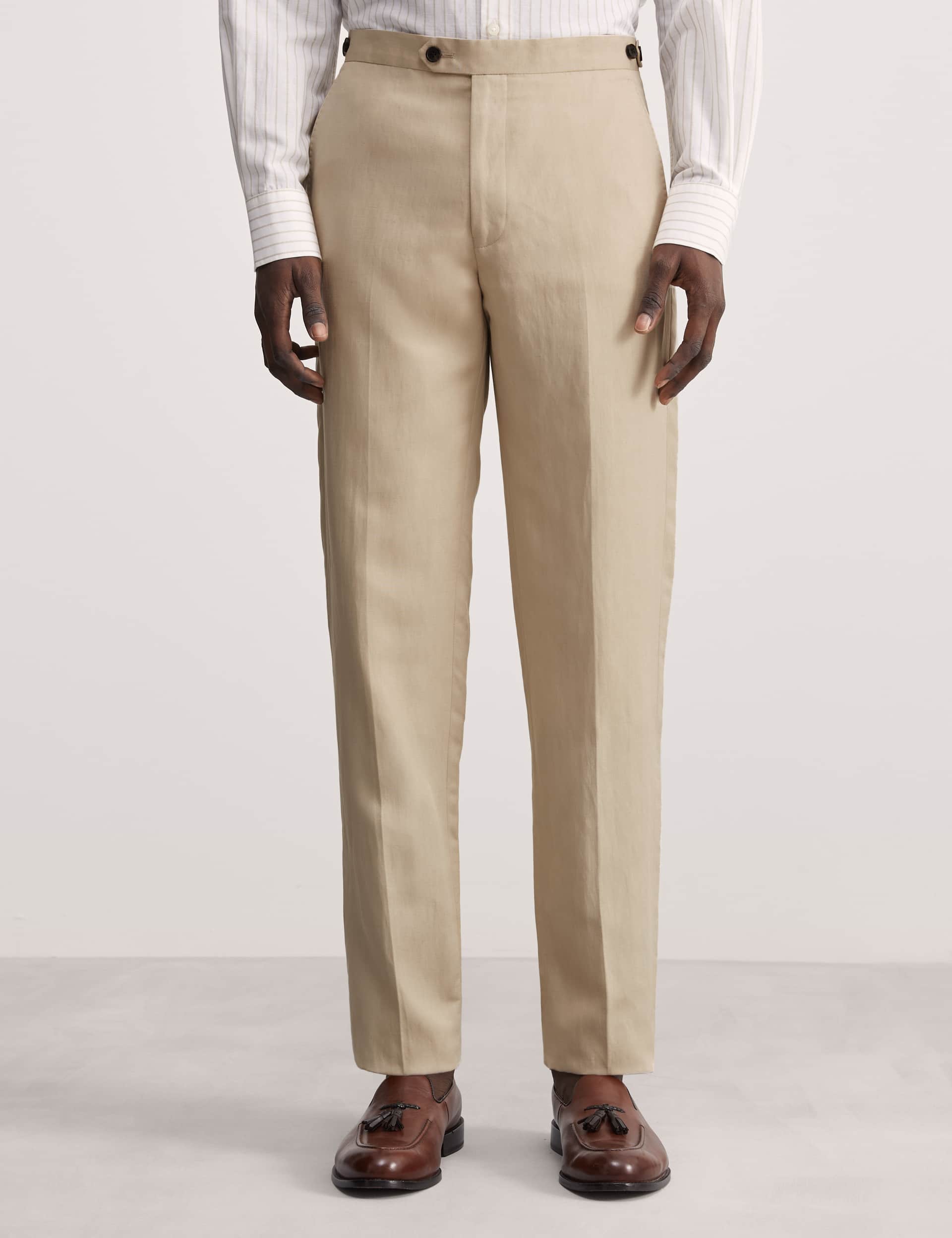Jaeger Men's Tailored Fit Silk Linen Blend Trousers