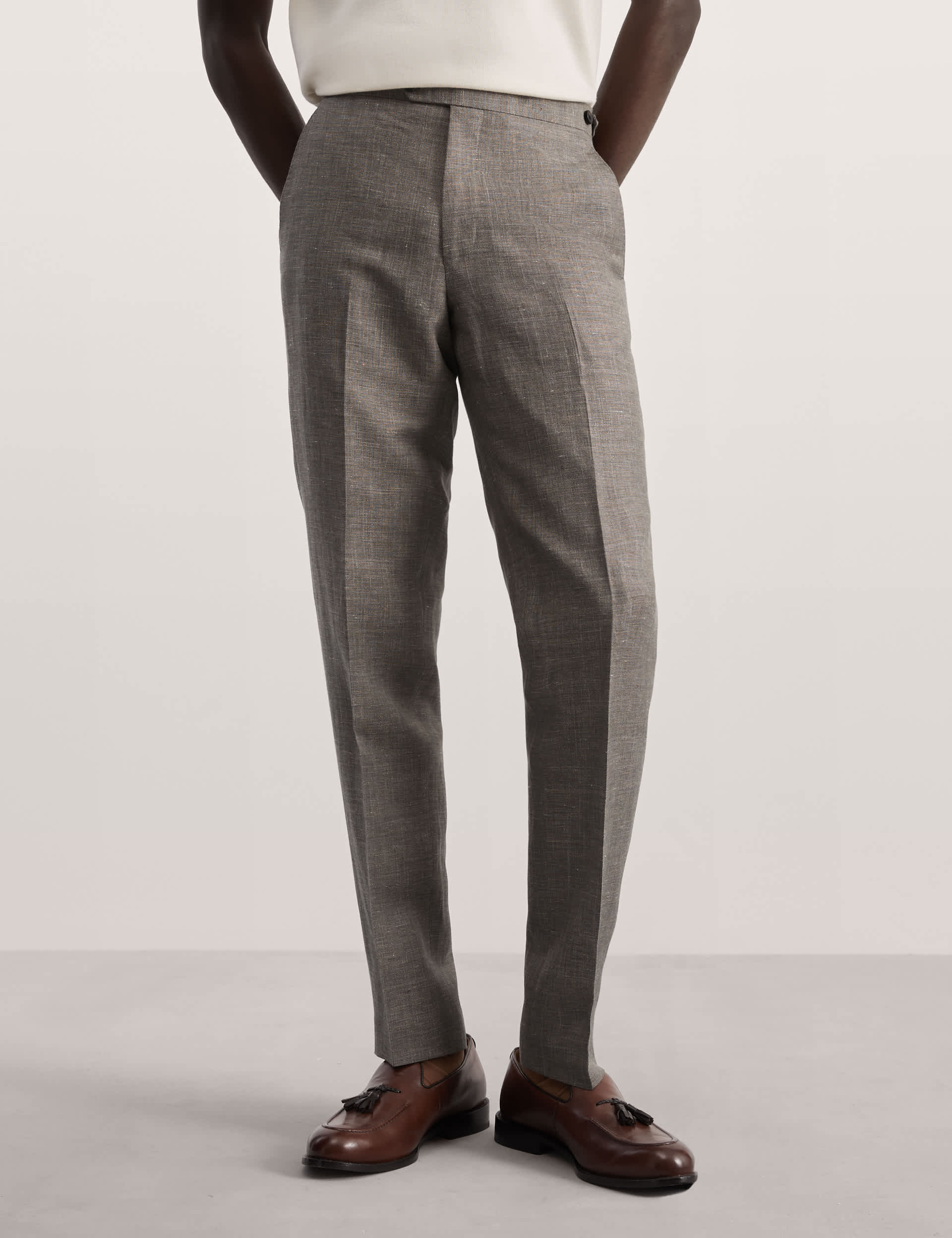 Jaeger Men's Tailored Fit Wool Rich Suit Trousers - 40REG - Taupe, Taupe