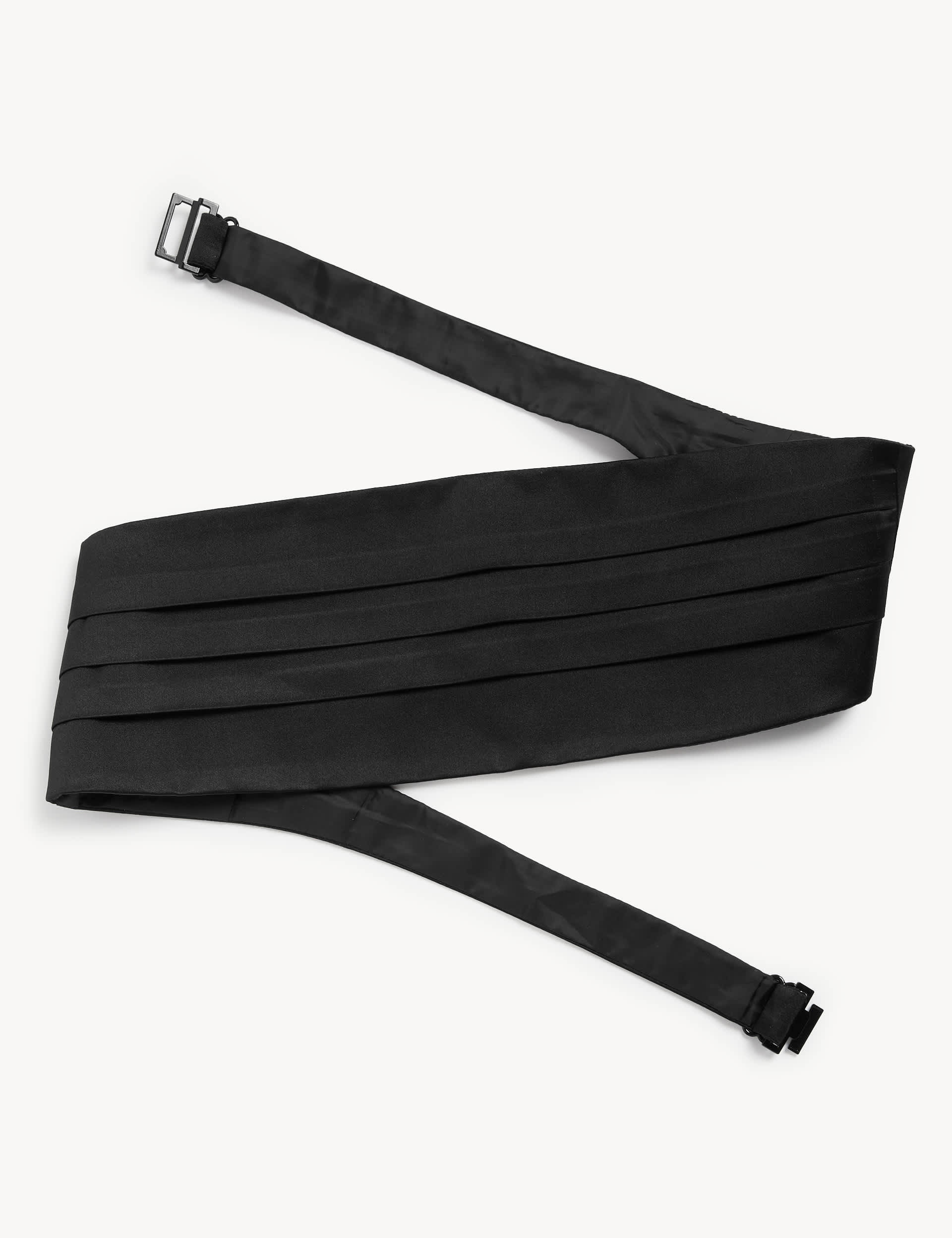 Jaeger Men's Pure Silk Cummerbund - L-XL - Black, Black