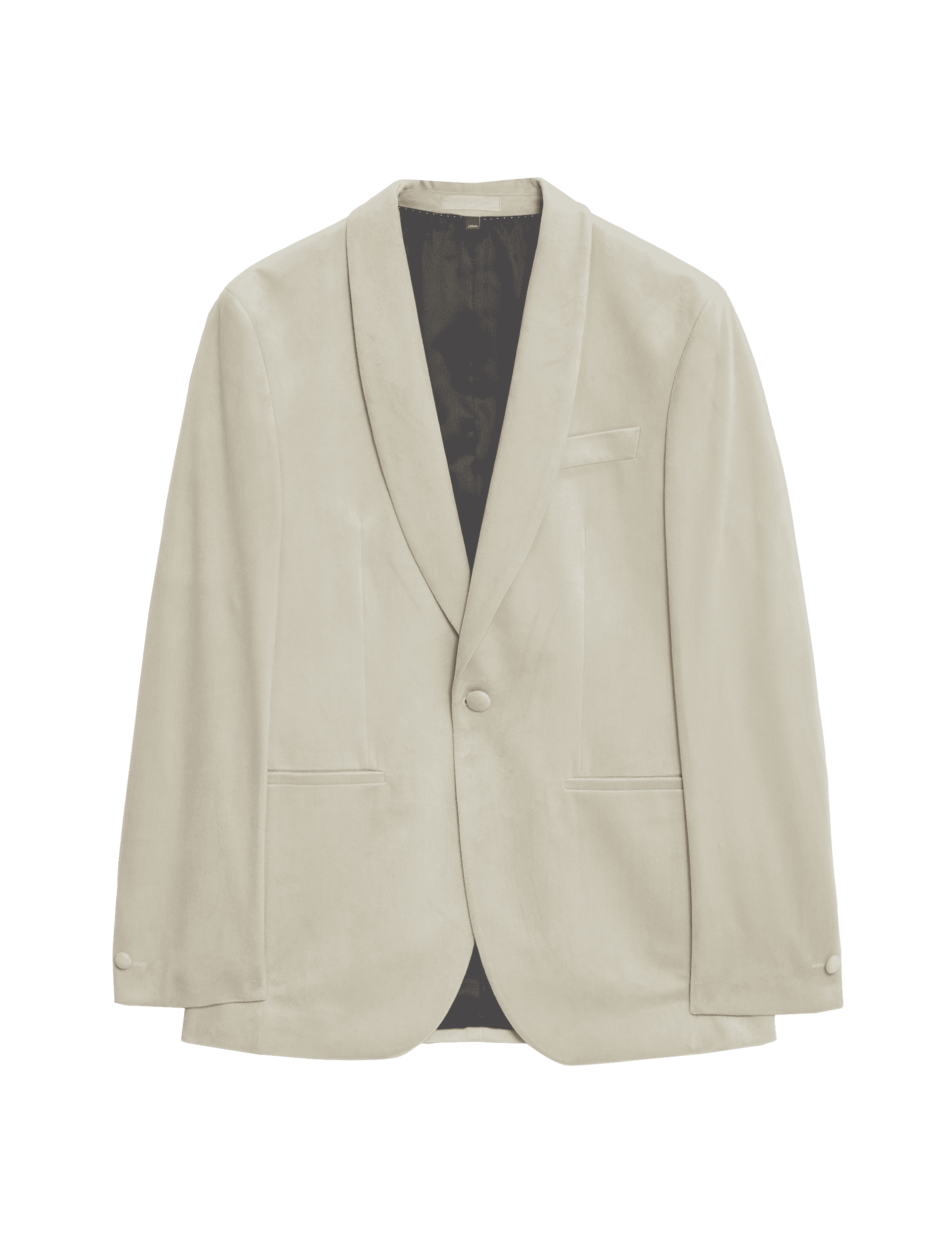 M&S Collection Men's Slim Fit Velvet Jacket - 36SHT - Neutral, Neutral