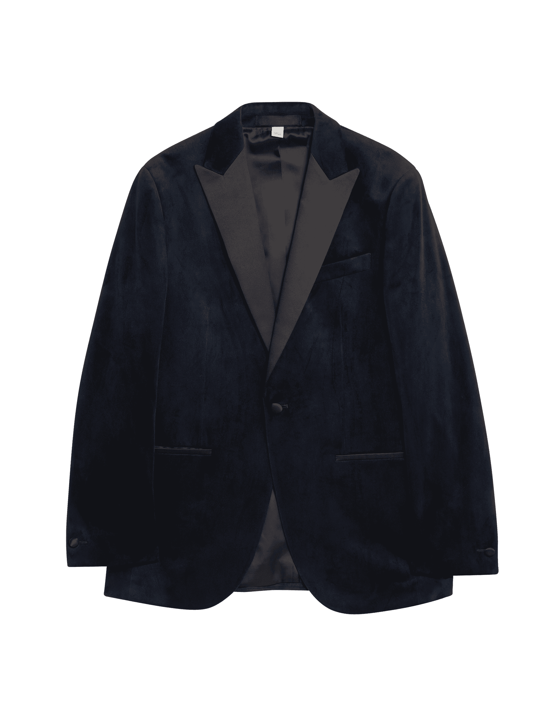 M&S Collection Men's Slim Fit Velvet Tuxedo Jacket - 38SHT - Dark Navy, Dark Navy,Black