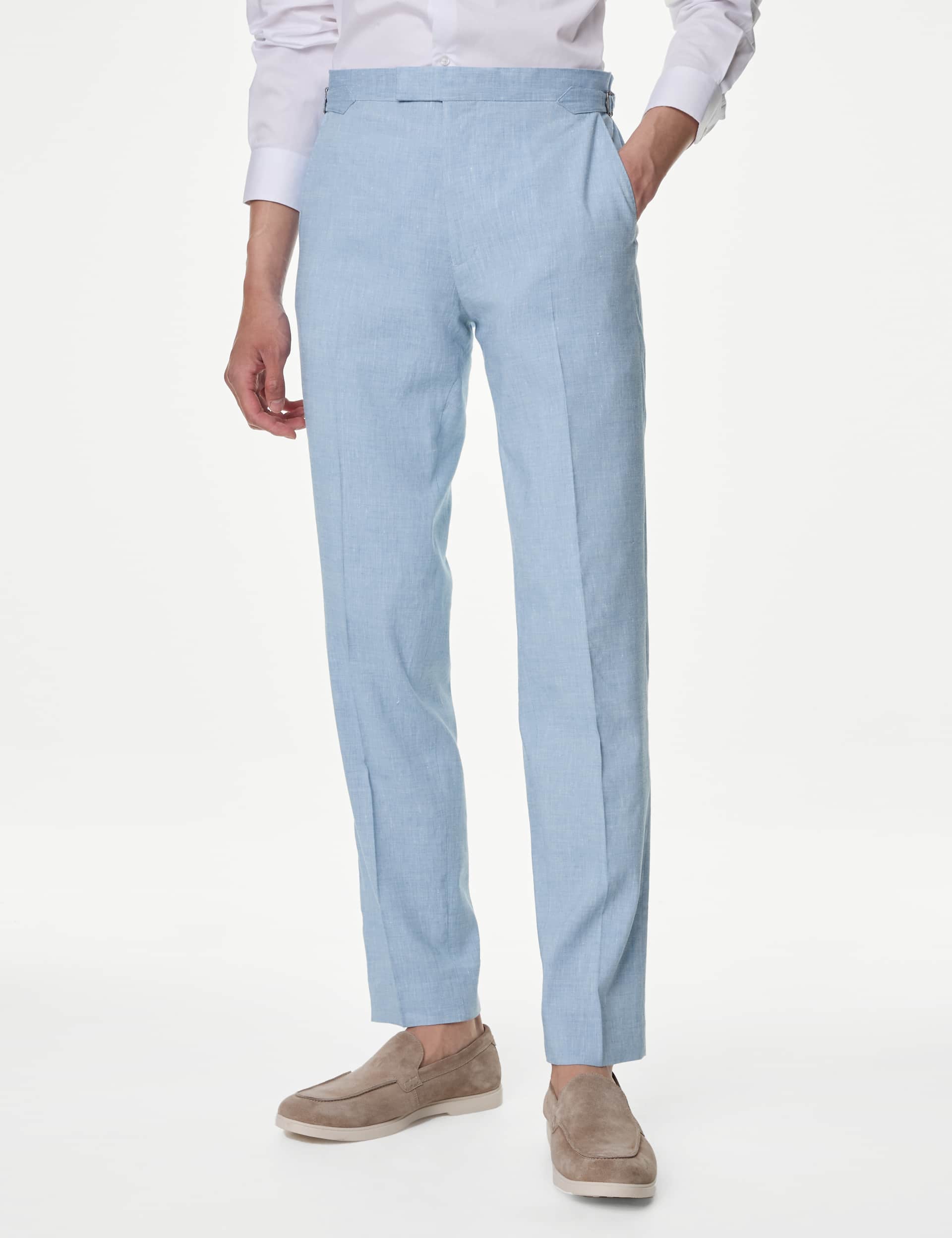 M&S Men's Tailored Fit Italian Linen Miracle  Trousers