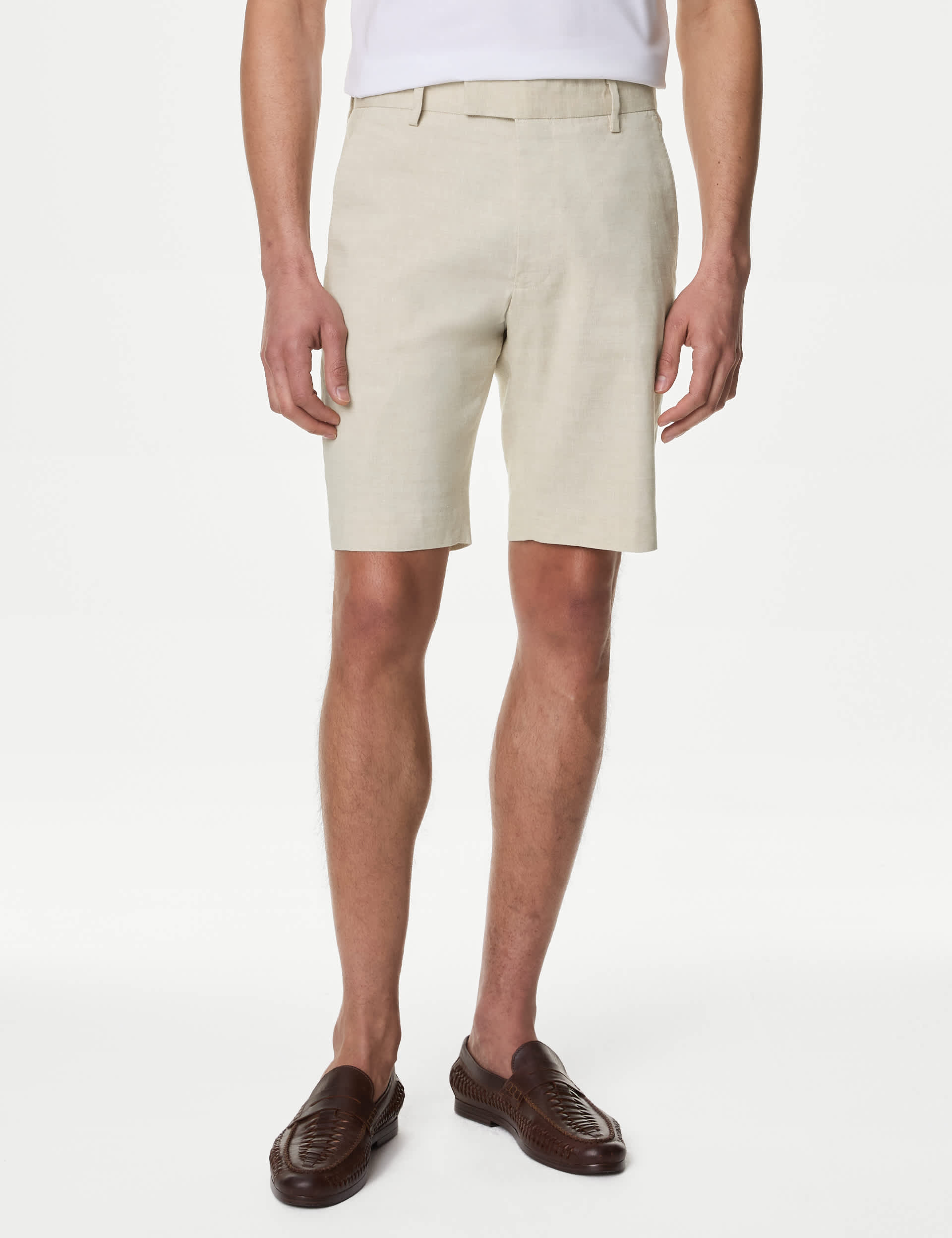 M&S Men's Linen Rich Flat Front Shorts