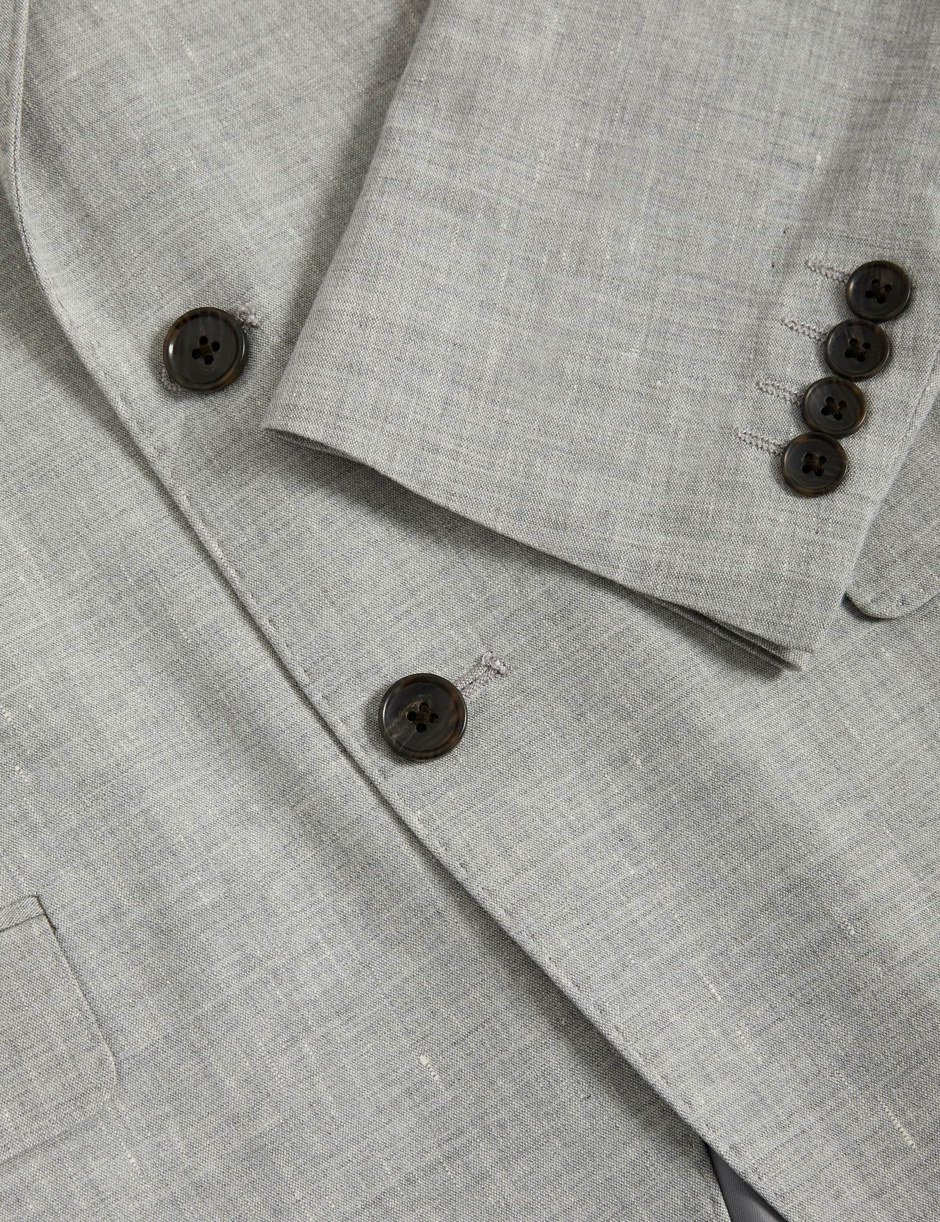 M&S Collection Men's Tailored Fit Linen Rich Suit Jacket - 40SHT - Light Grey, Light Grey