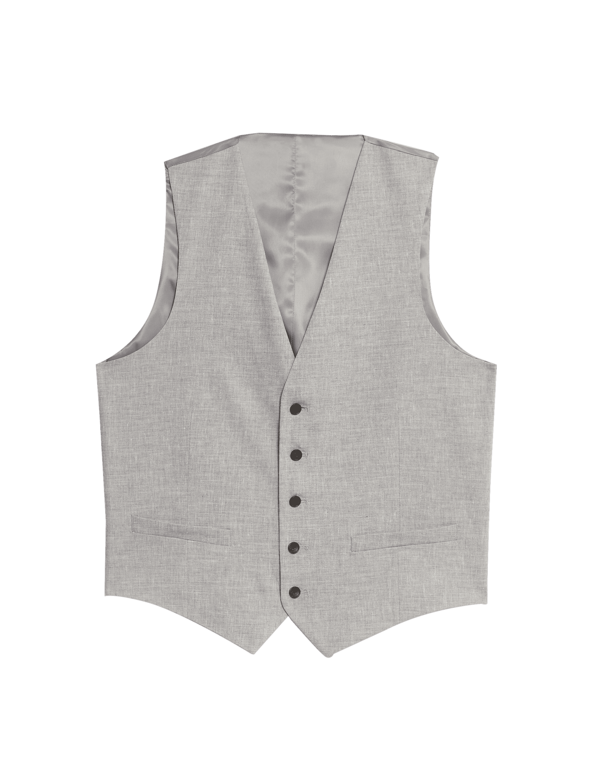 M&S Collection Men's Italian Linen Miracle Waistcoat - 42REG - Light Grey, Light Grey