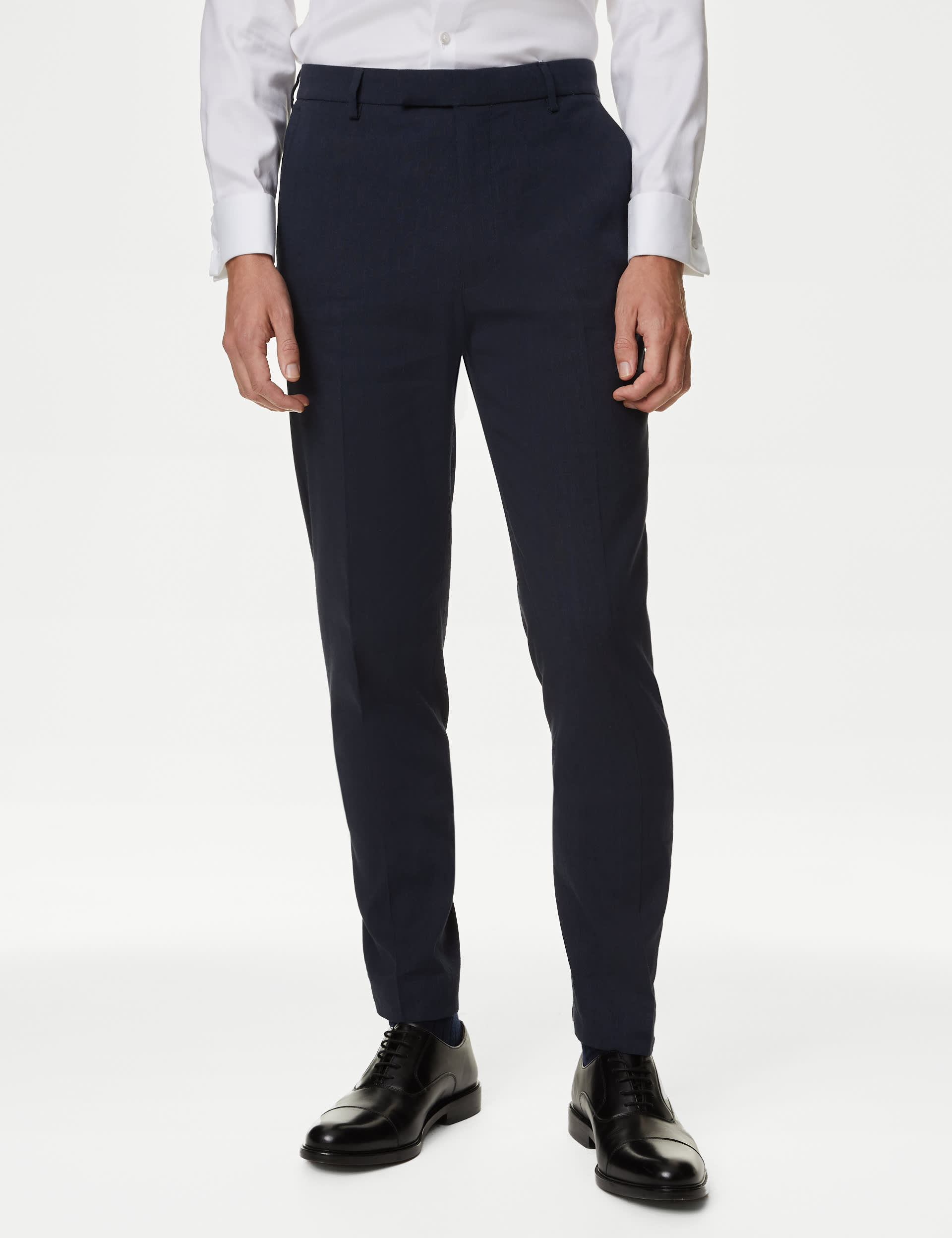 M&S Collection Men's Tailored Fit Italian Linen Miracle™ Suit Trousers - 40REG - Navy, Navy,Chambray,Light Grey,Neutral