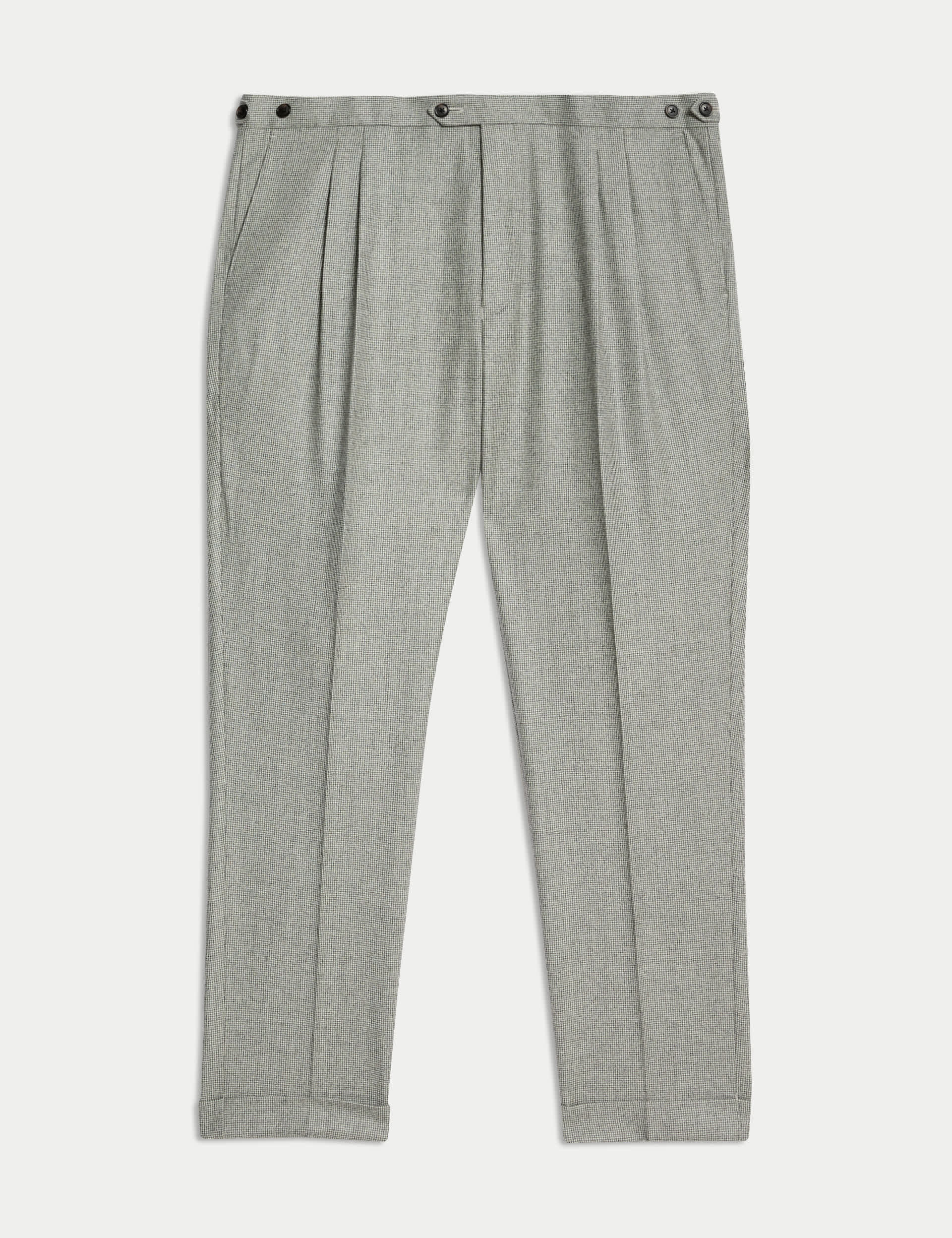 Jaeger Men's Tailored Fit Pure Wool Check Trousers - 38REG - Grey, Grey