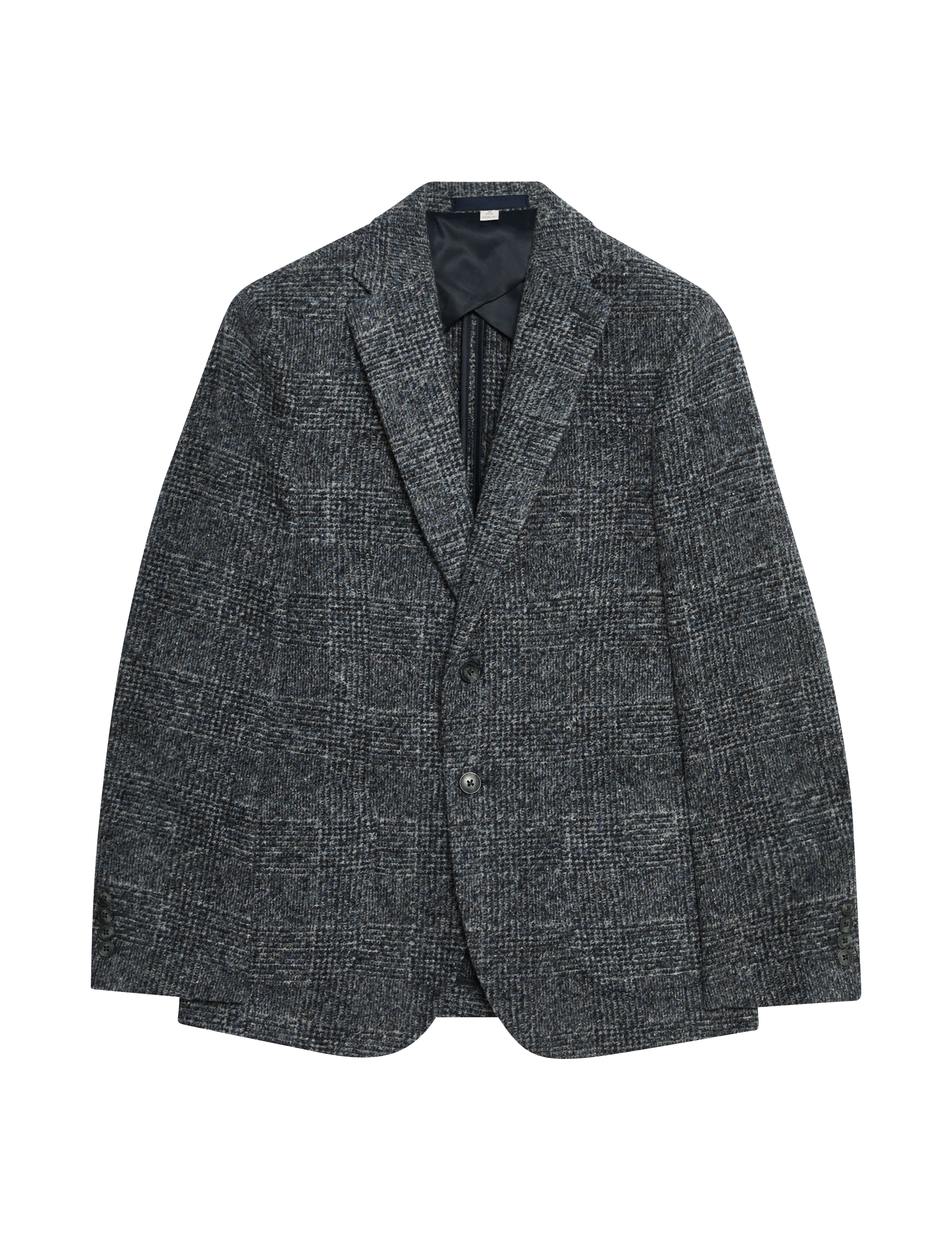 M&S Collection Men's Tailored Fit Wool Blend Check Textured Blazer - 42REG - Mid Blue, Mid Blue,Navy