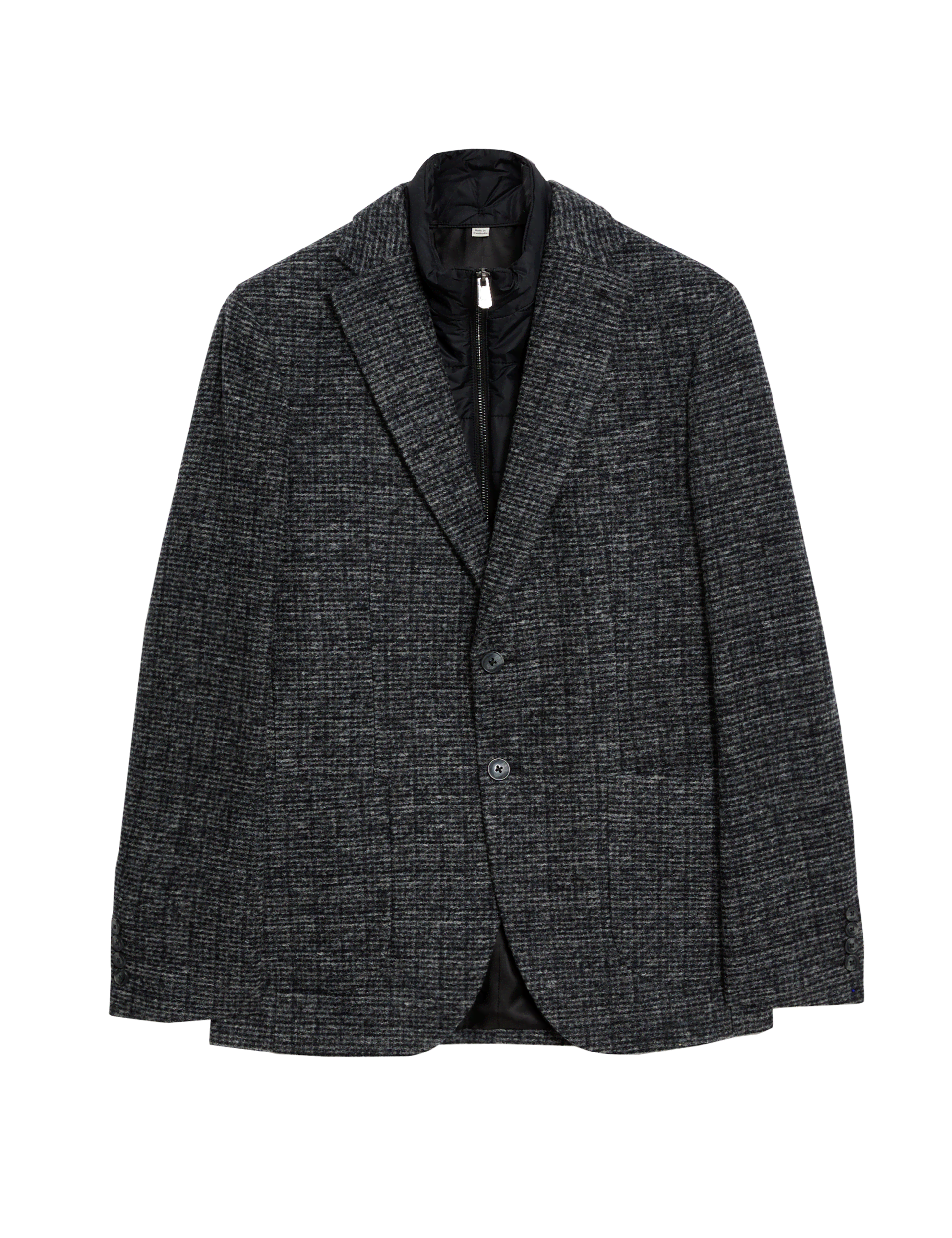 M&S Collection Men's Tailored Fit Wool Blend Blazer with Gilet - 42SHT - Charcoal, Charcoal,Brown