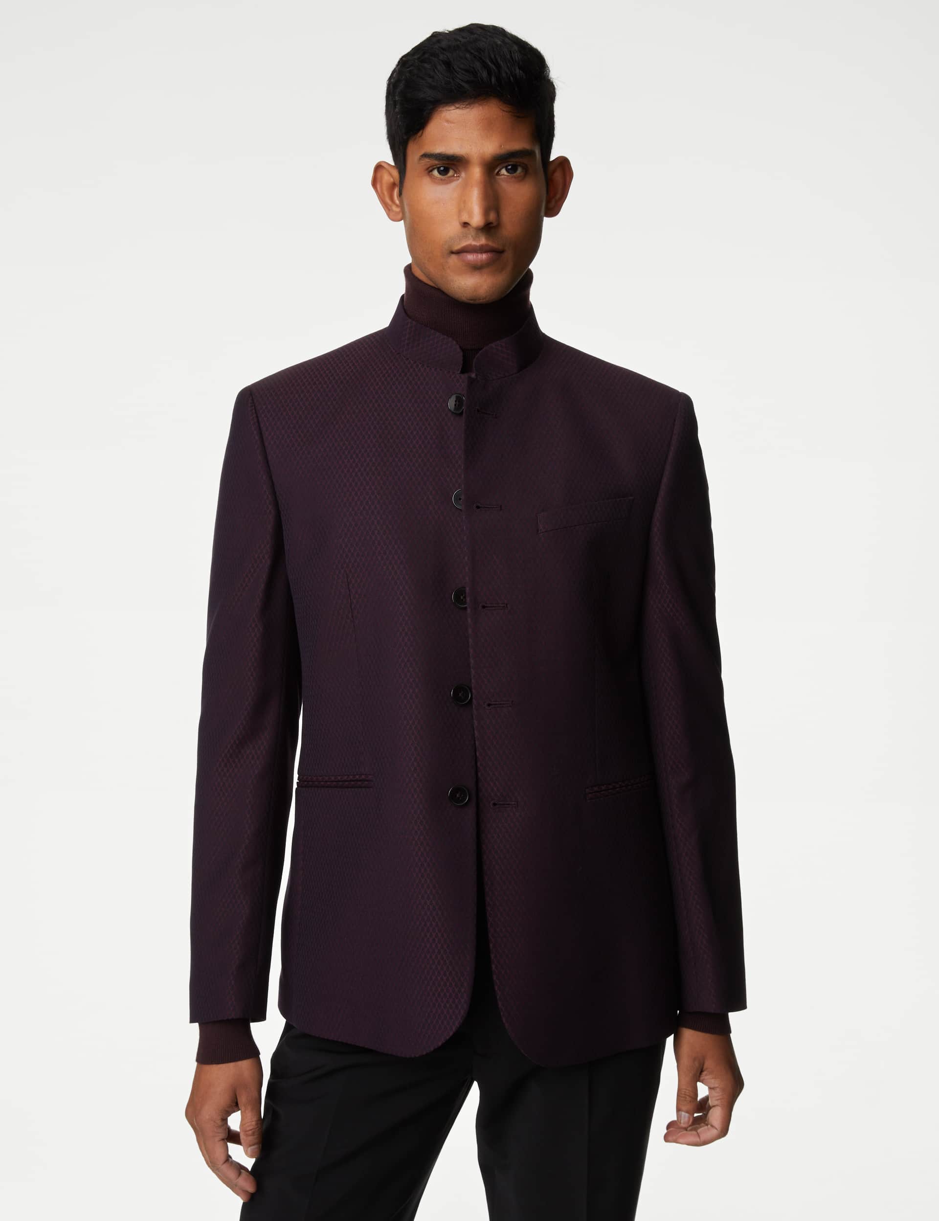 M&S Men's Textured Jacquard Nehru Jacket