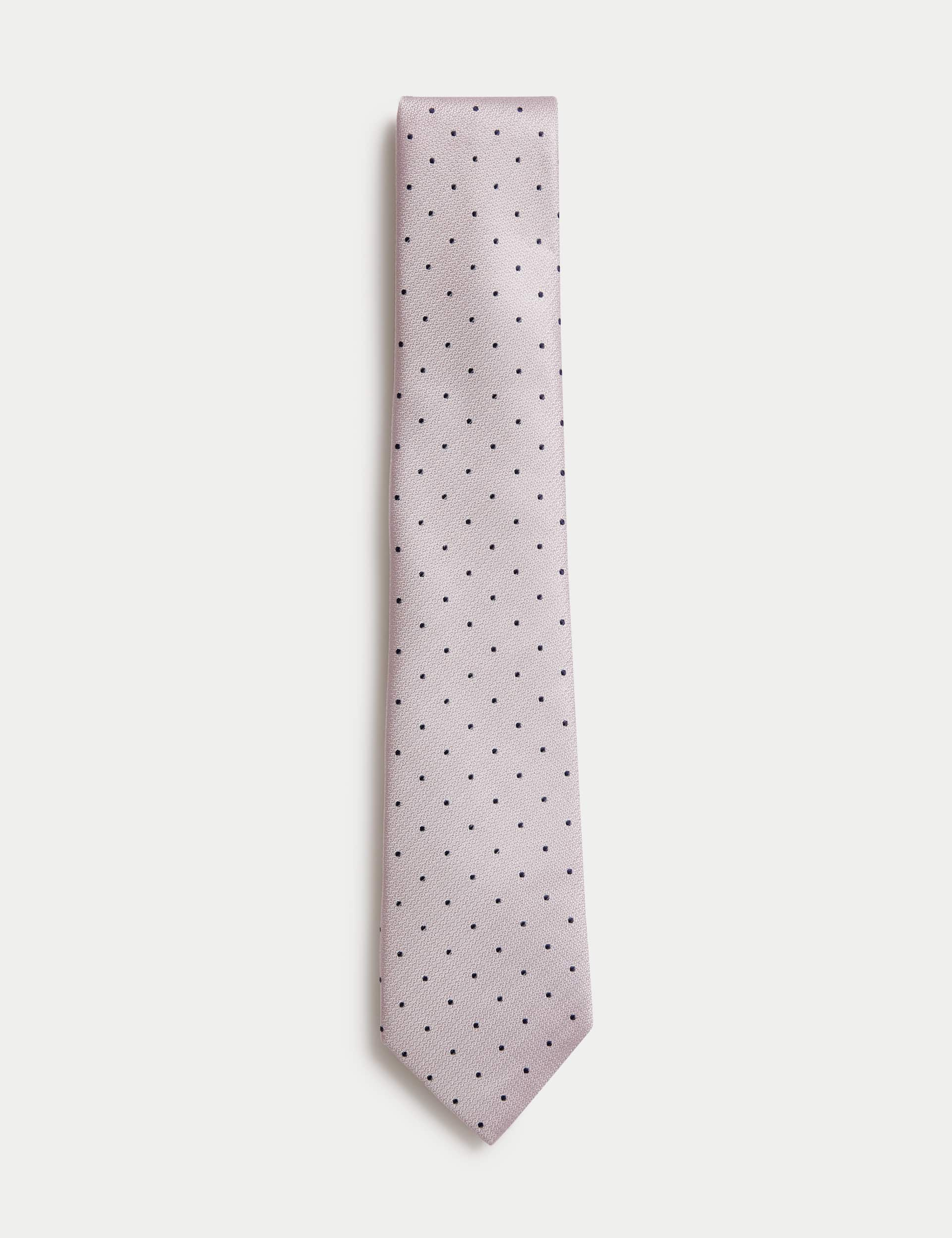 M&S Sartorial Men's Pure Silk Polka Dot Tie - one size - Light Pink, Burgundy,Khaki,Light Pink,Champ