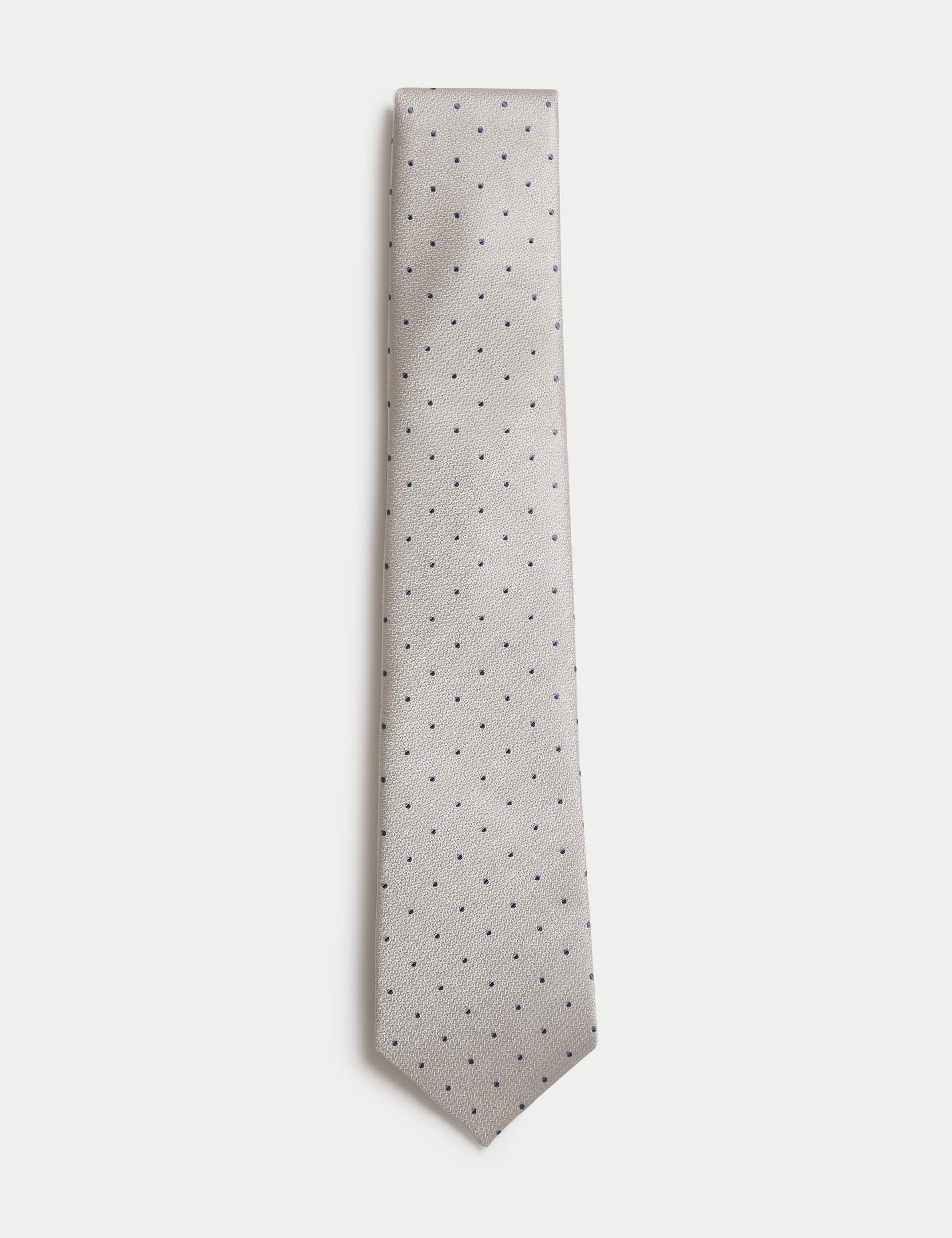 M&S Sartorial Men's Pure Silk Polka Dot Tie - Champagne, Burgundy,Khaki,Navy,Light Pink,Champagne