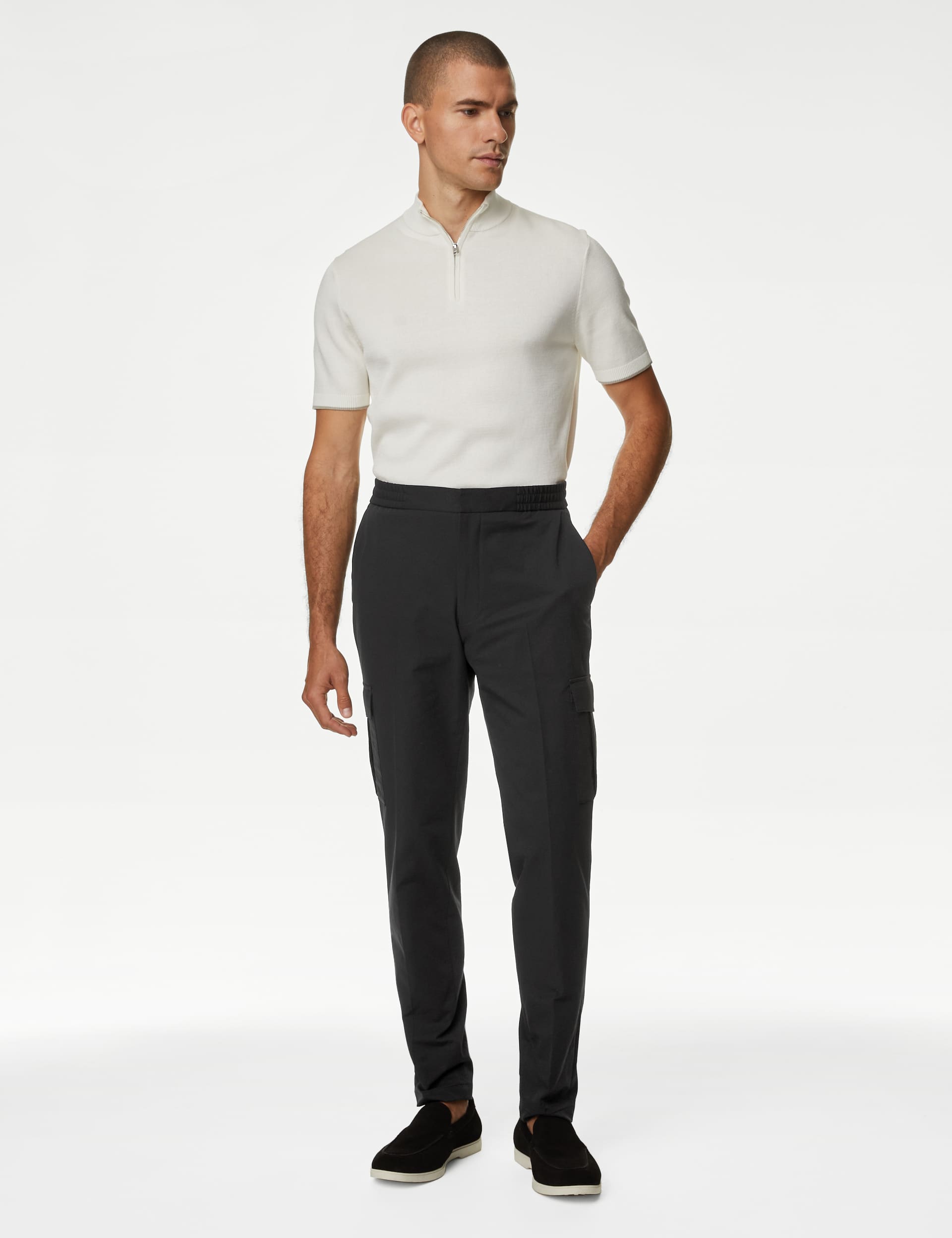 M&S X England Collection Men's Performance Cargo Trousers - LSHT - Black, Black