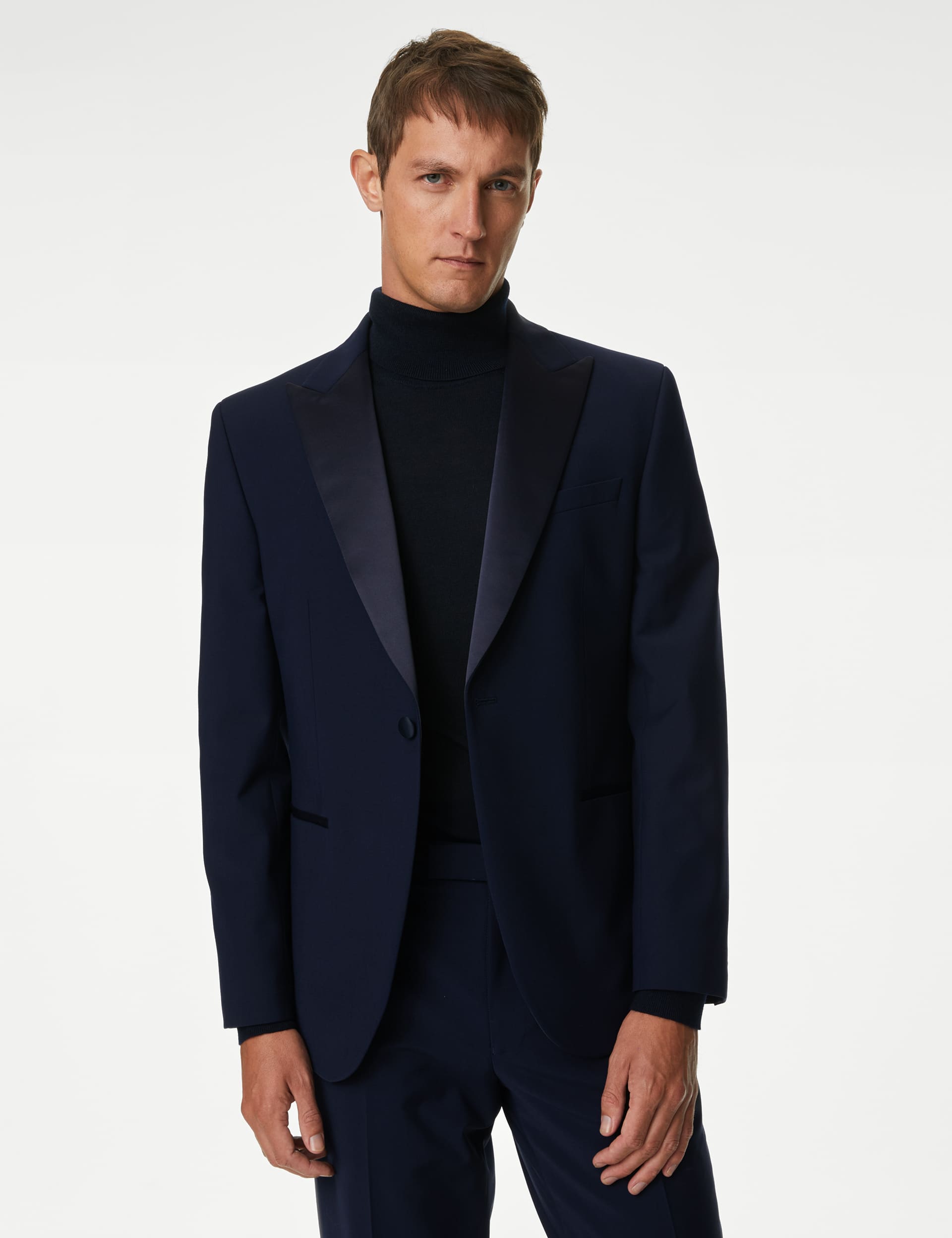 Autograph Men's Tailored Fit Wool Blend Tuxedo Jacket - 42REG - Navy, Black,Navy