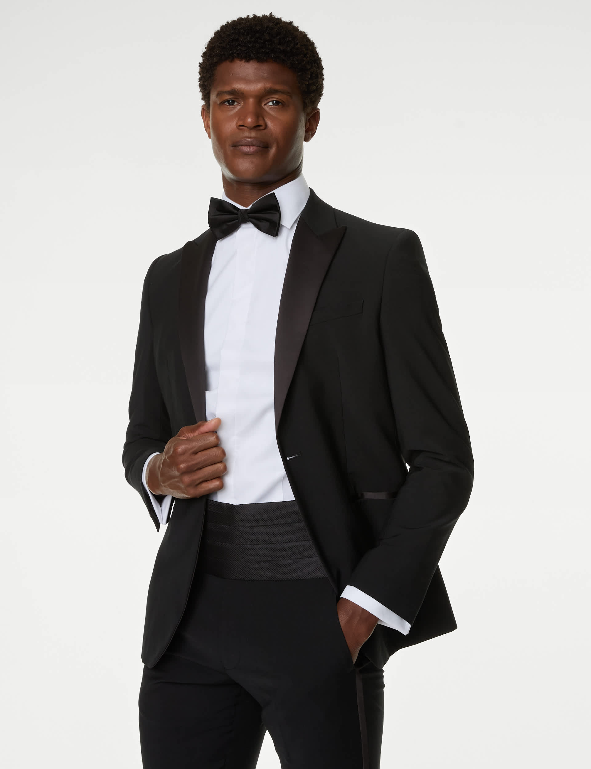 Autograph Men's Tailored Fit Wool Blend Tuxedo Jacket - 38LNG - Black, Black