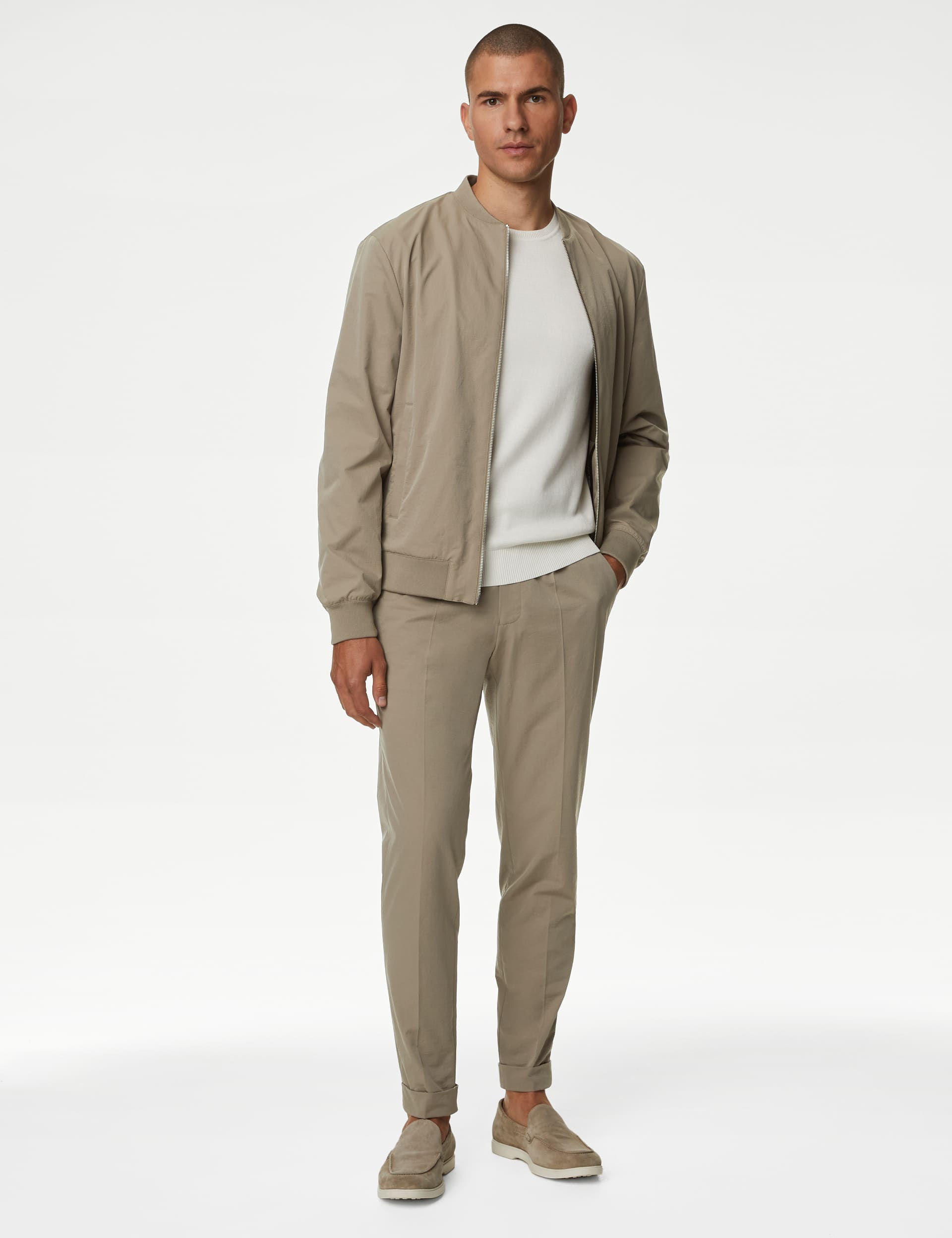 M&S X England Collection Men's Performance Single Pleat Trousers - XXXLSHT - Neutral, Neutral