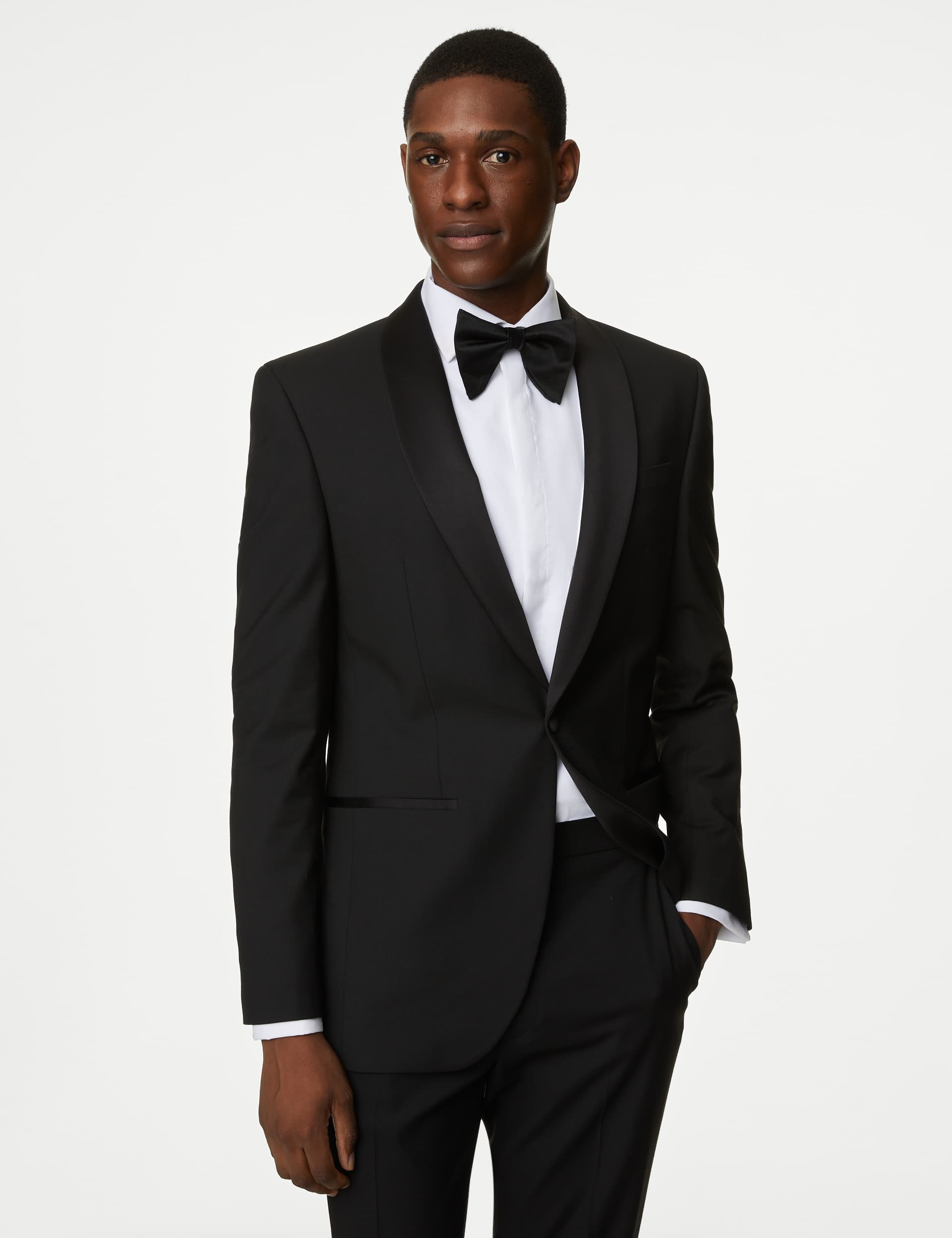 M&S Men's Slim Fit Stretch Tuxedo Jacket - 36SHT - Black, Black