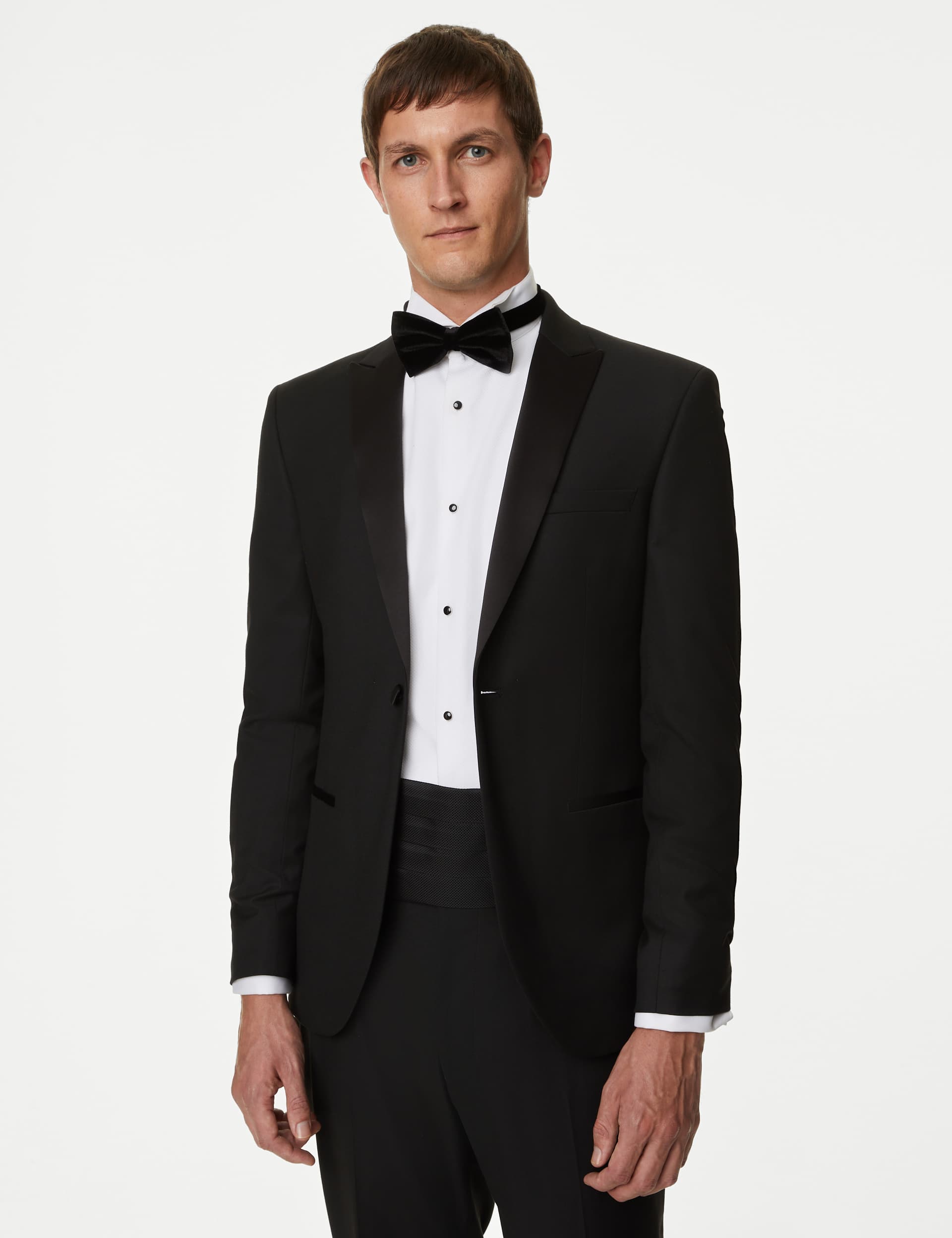 M&S Men's Skinny Fit Stretch Tuxedo Jacket - 38REG - Black, Black