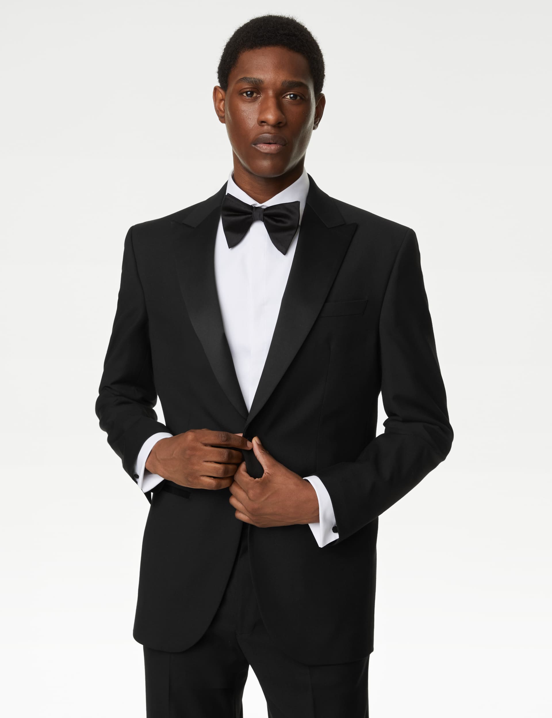 M&S Men's Regular Fit Stretch Tuxedo Jacket - 42REG - Black, Black