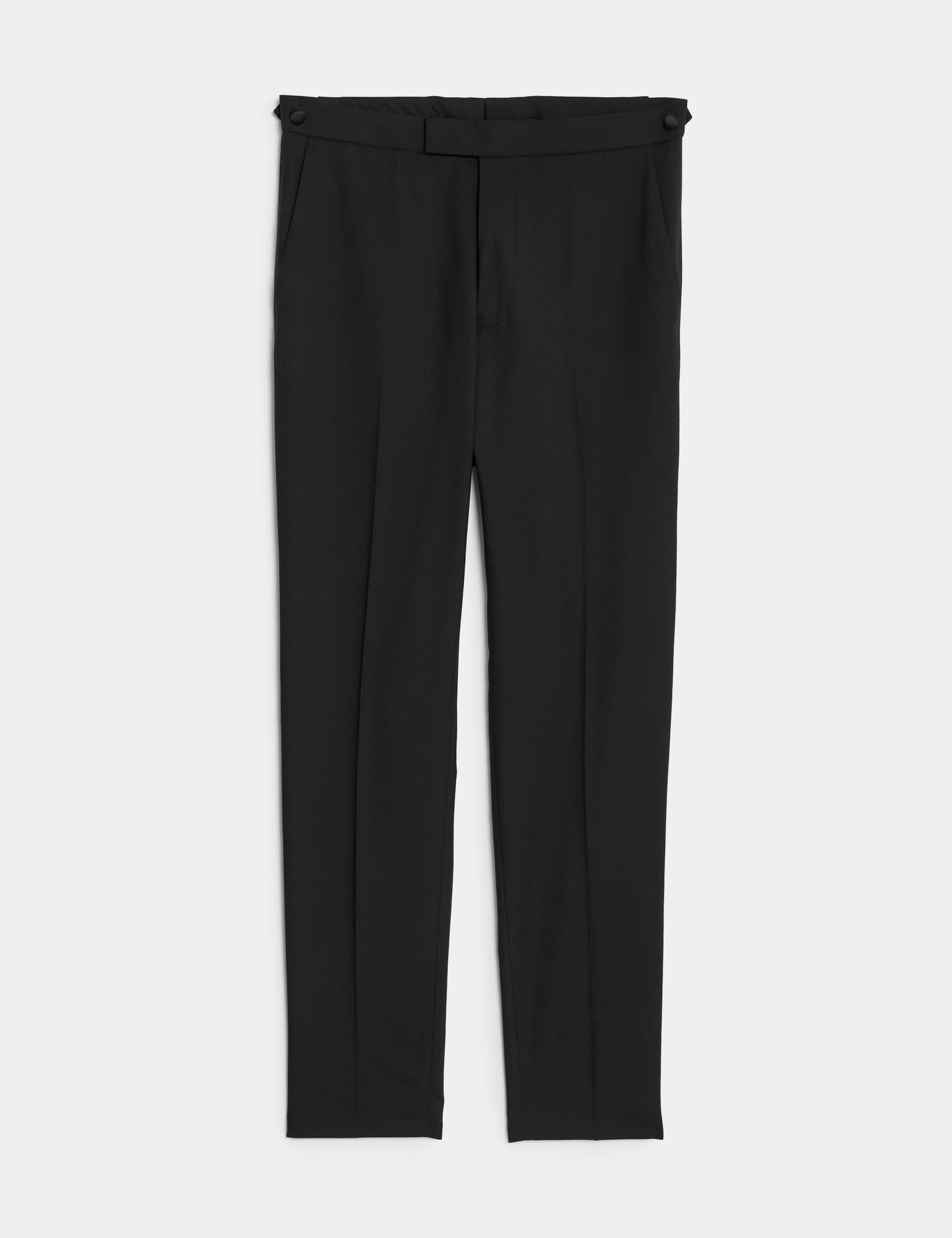 M&S Men's Slim Fit Stretch Tuxedo Trousers - 34REG - Black, Black