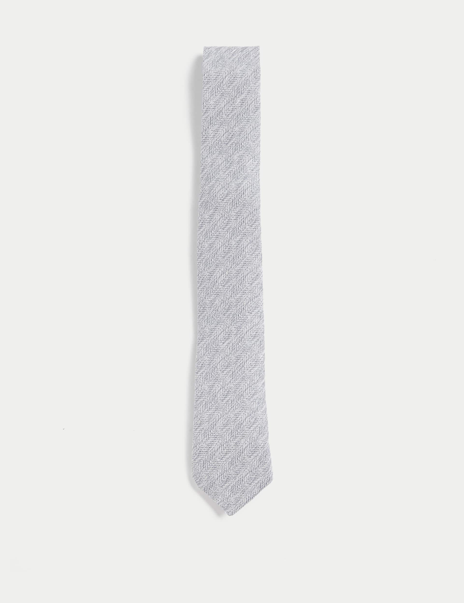 Jaeger Men's Herringbone Silk Blend Tie - Pale Blue, Black,Blue,Pale Blue,Stone