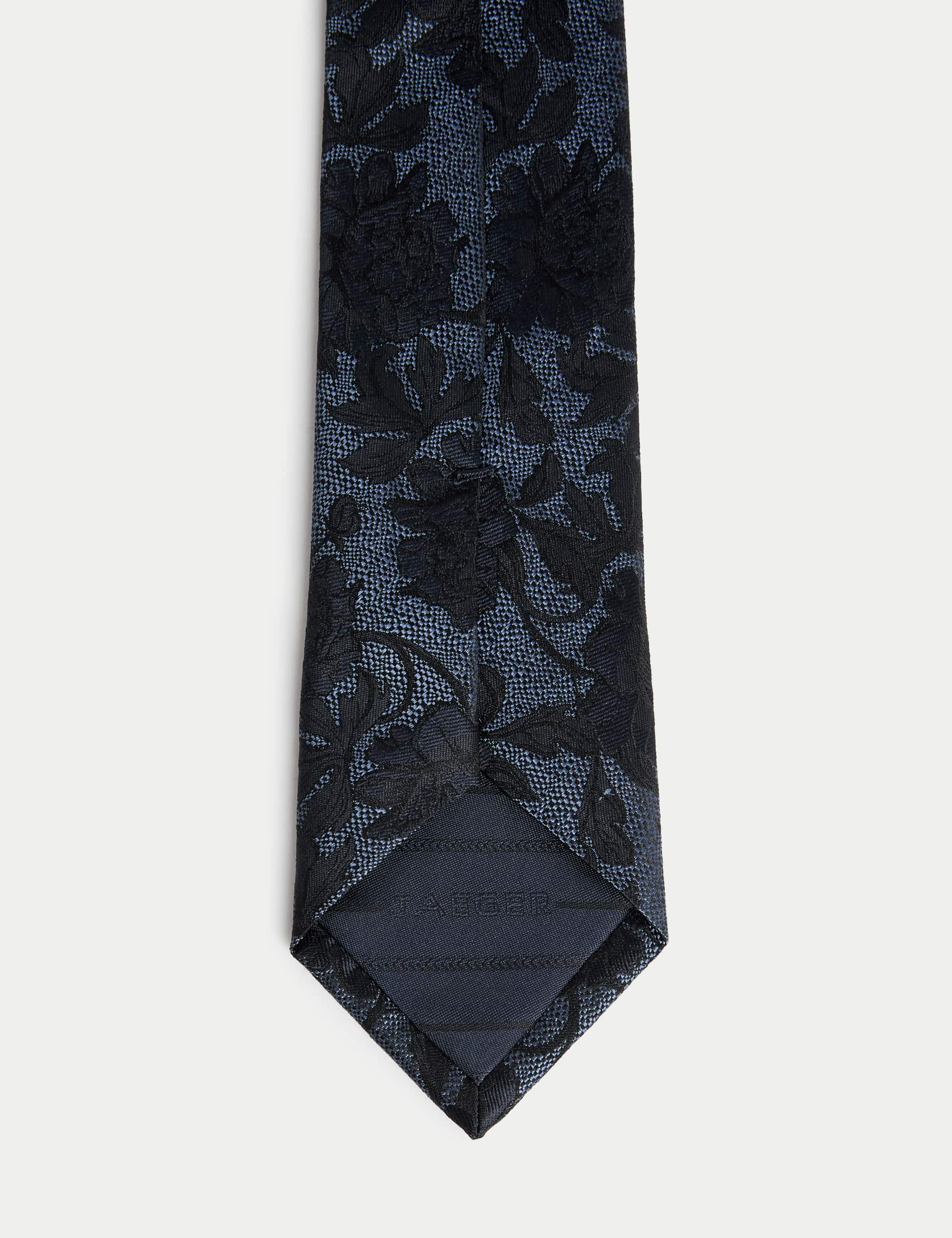 Jaeger Men's Slim Floral Pure Silk Tie - one size - Blue Mix, Blue Mix