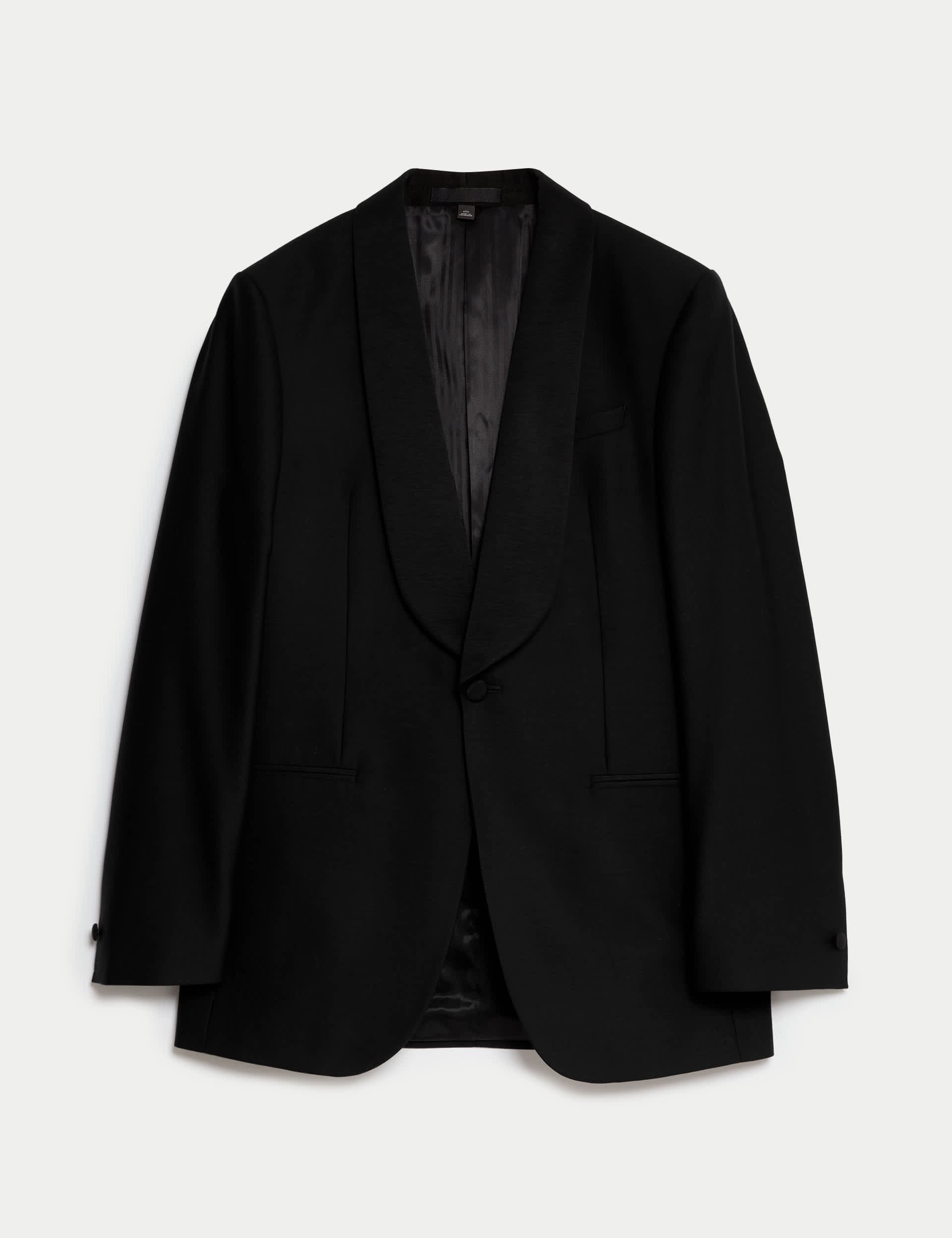 M&S Sartorial Men's Regular Fit British Pure Wool Tuxedo Jacket - 42SHT - Black, Black