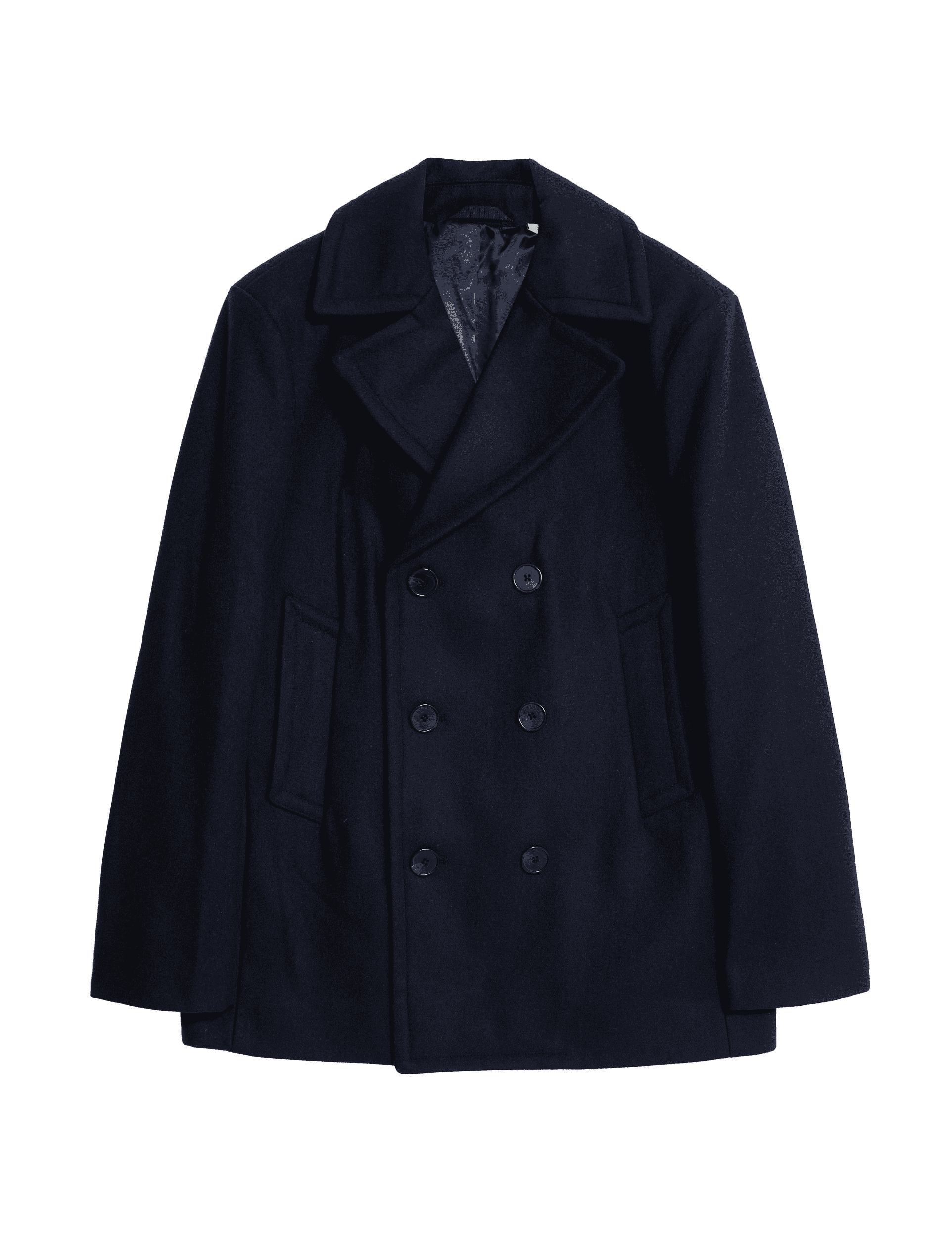 M&S Collection Men's Double Breasted Revere Peacoat - XXXL - Navy, Navy