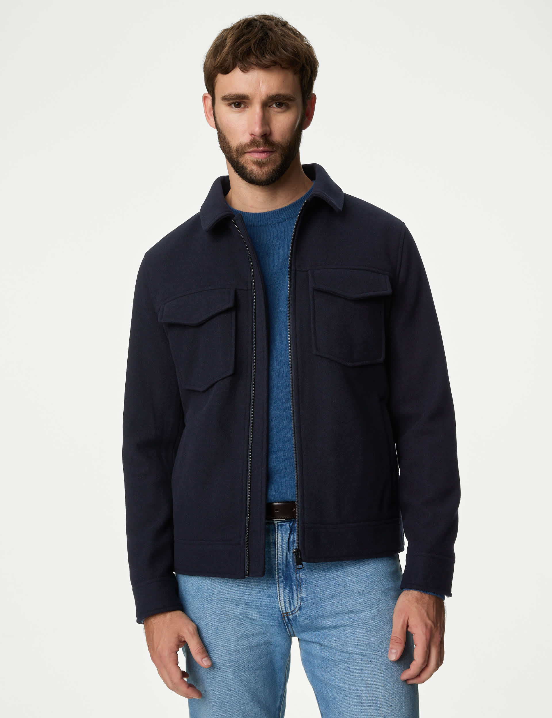 M&S Men's Jacket - L - Dark Navy, Dark Navy