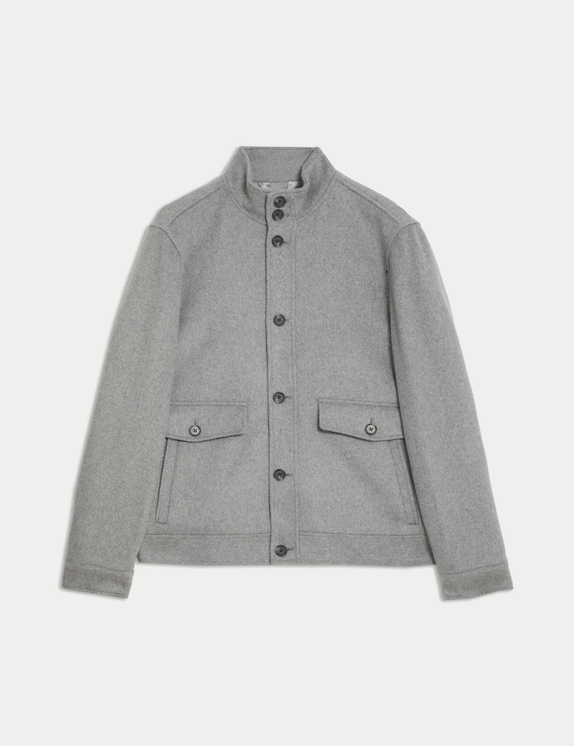 Autograph Men's Wool Blend Funnel Neck Jacket - Light Grey, Light Grey