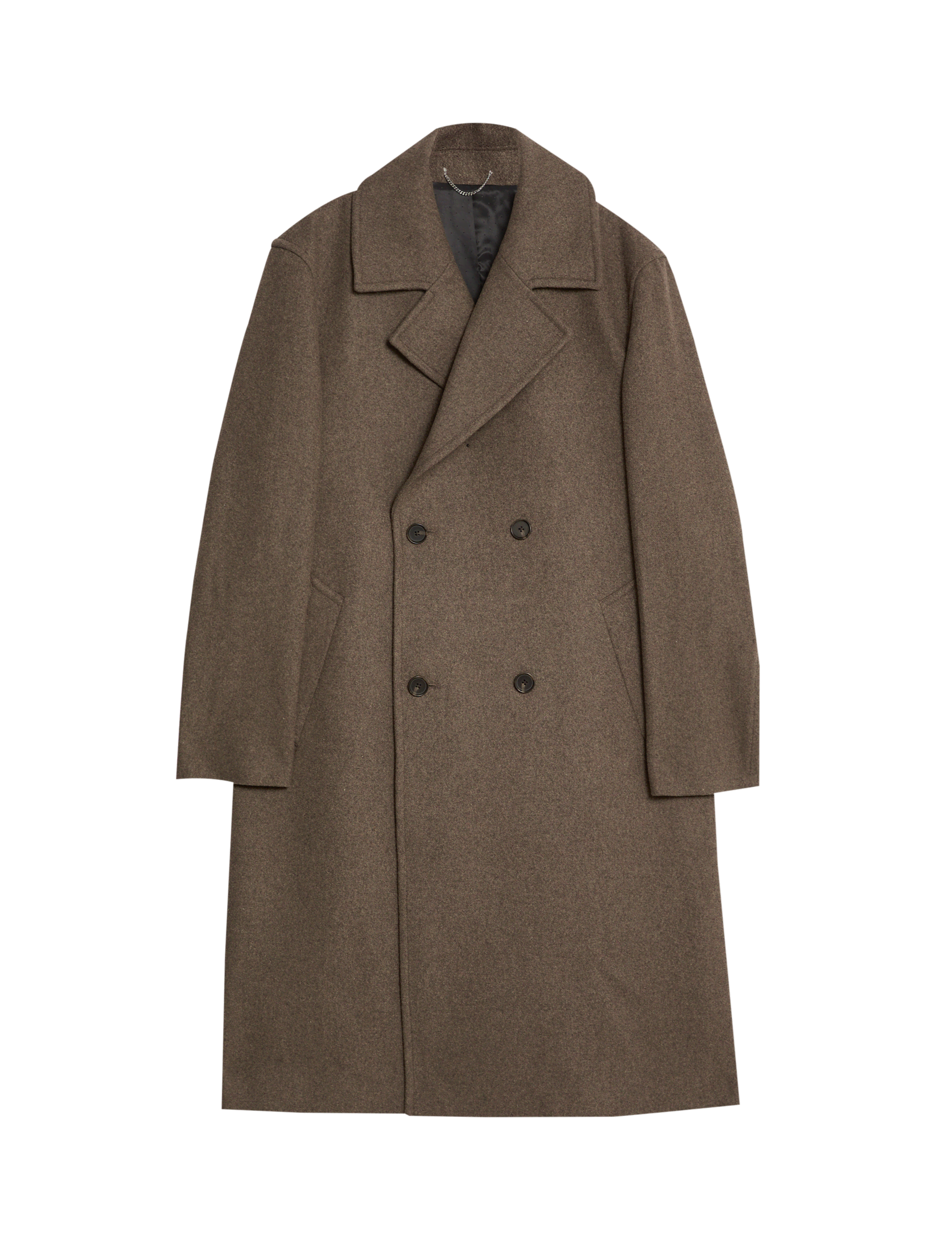 Autograph Men's Wool Rich Double Breasted Revere Coat - Brown, Brown,Grey