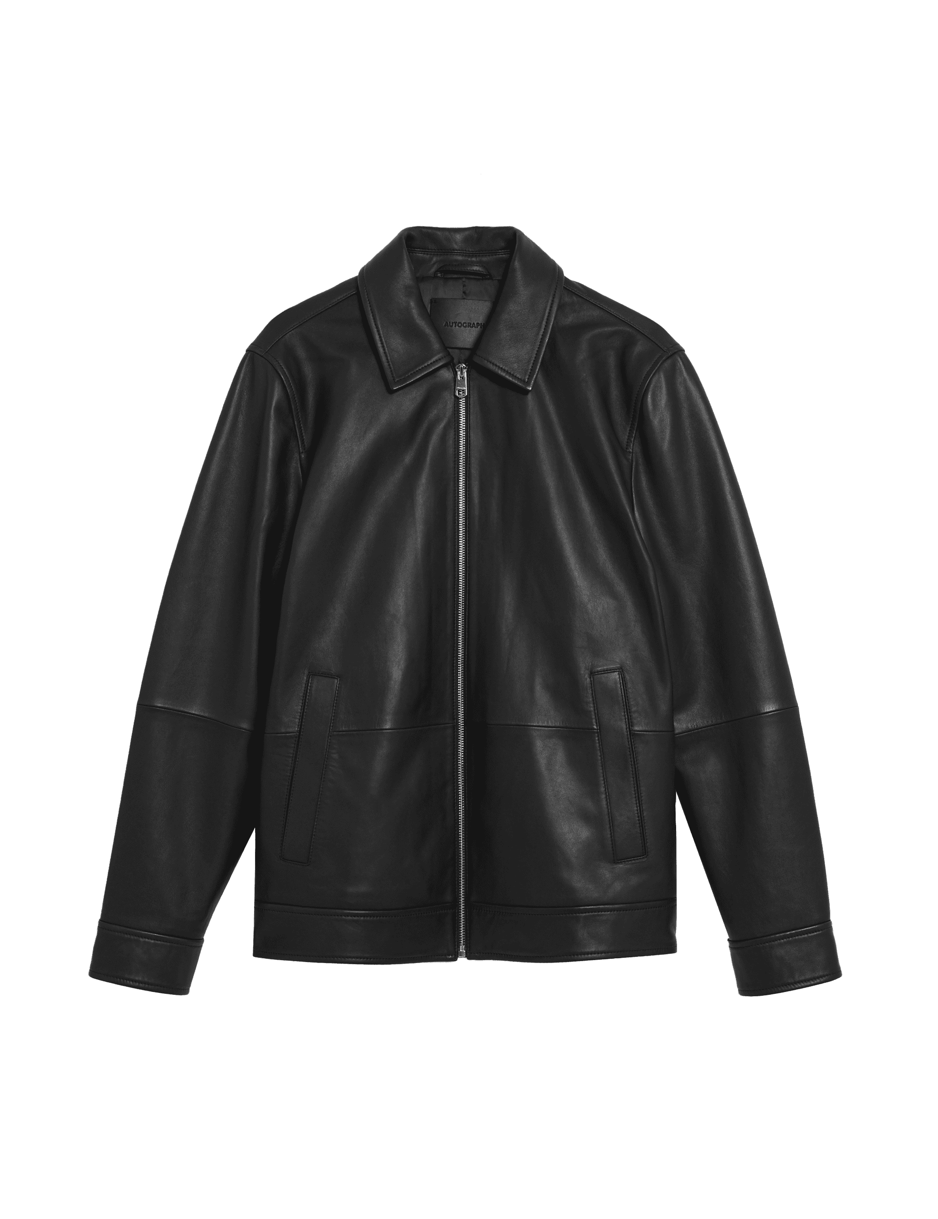 Autograph Men's Leather Harrington Jacket - Black, Black,Brown