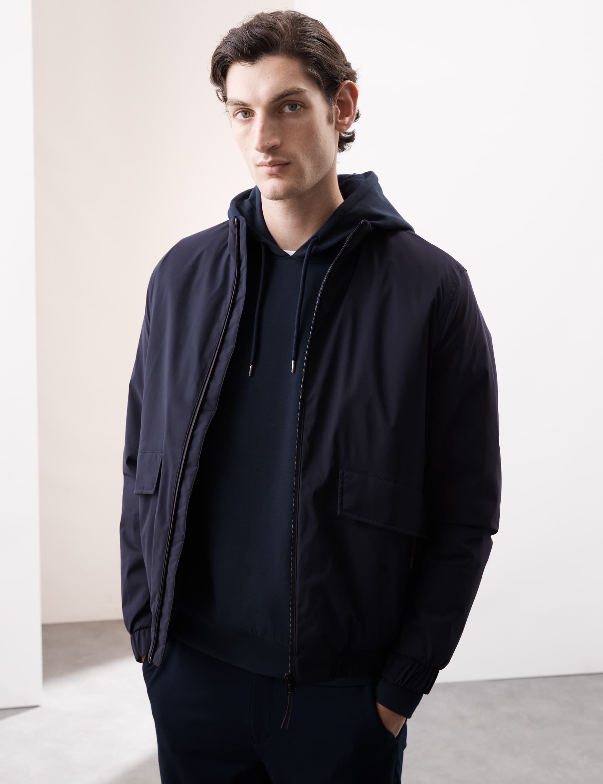 Autograph Men's Padded Blouson Jacket with Stormwear - Dark Navy, Stone,Dark Navy