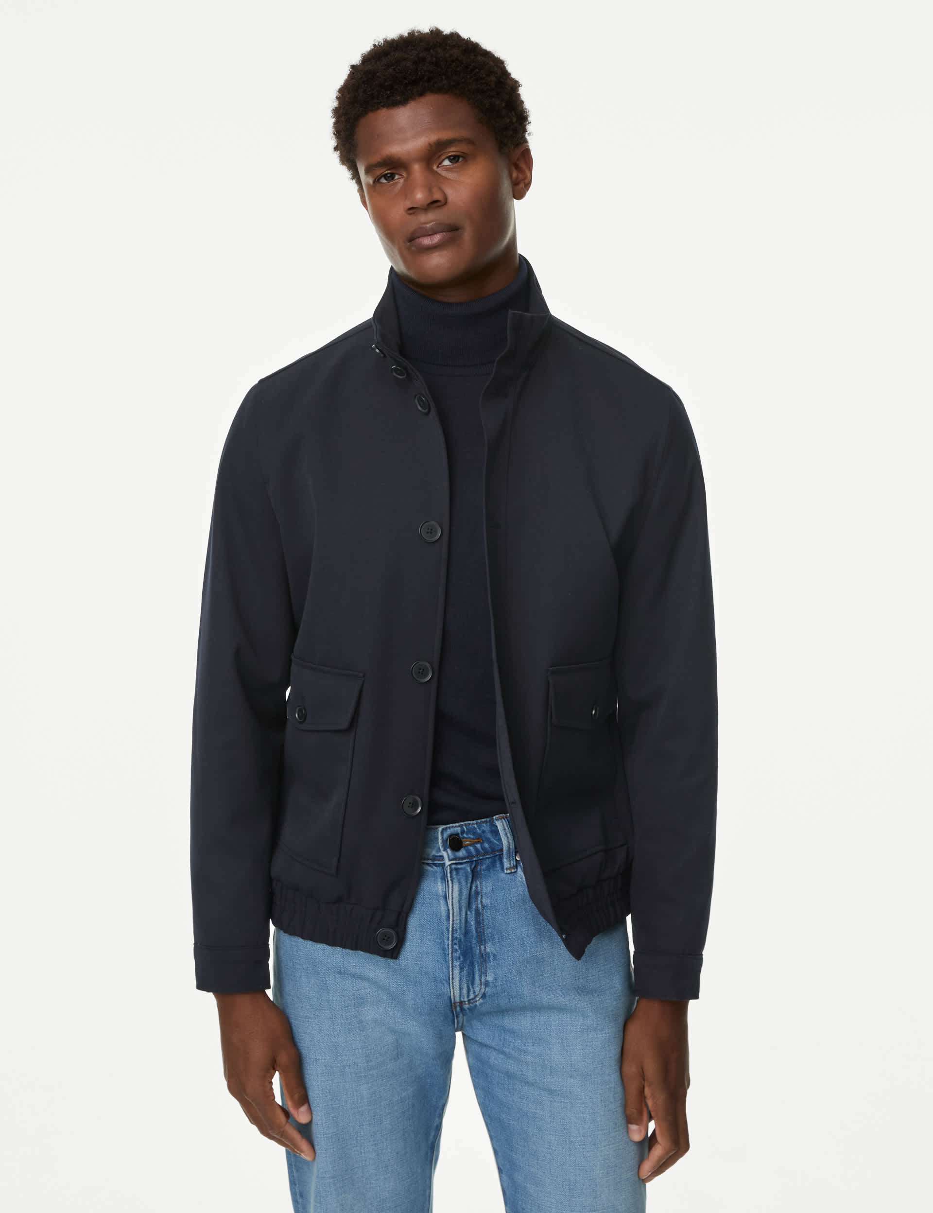 Autograph Men's Lightweight Bomber Jacket with Stormwear - Dark Navy, Dark Navy