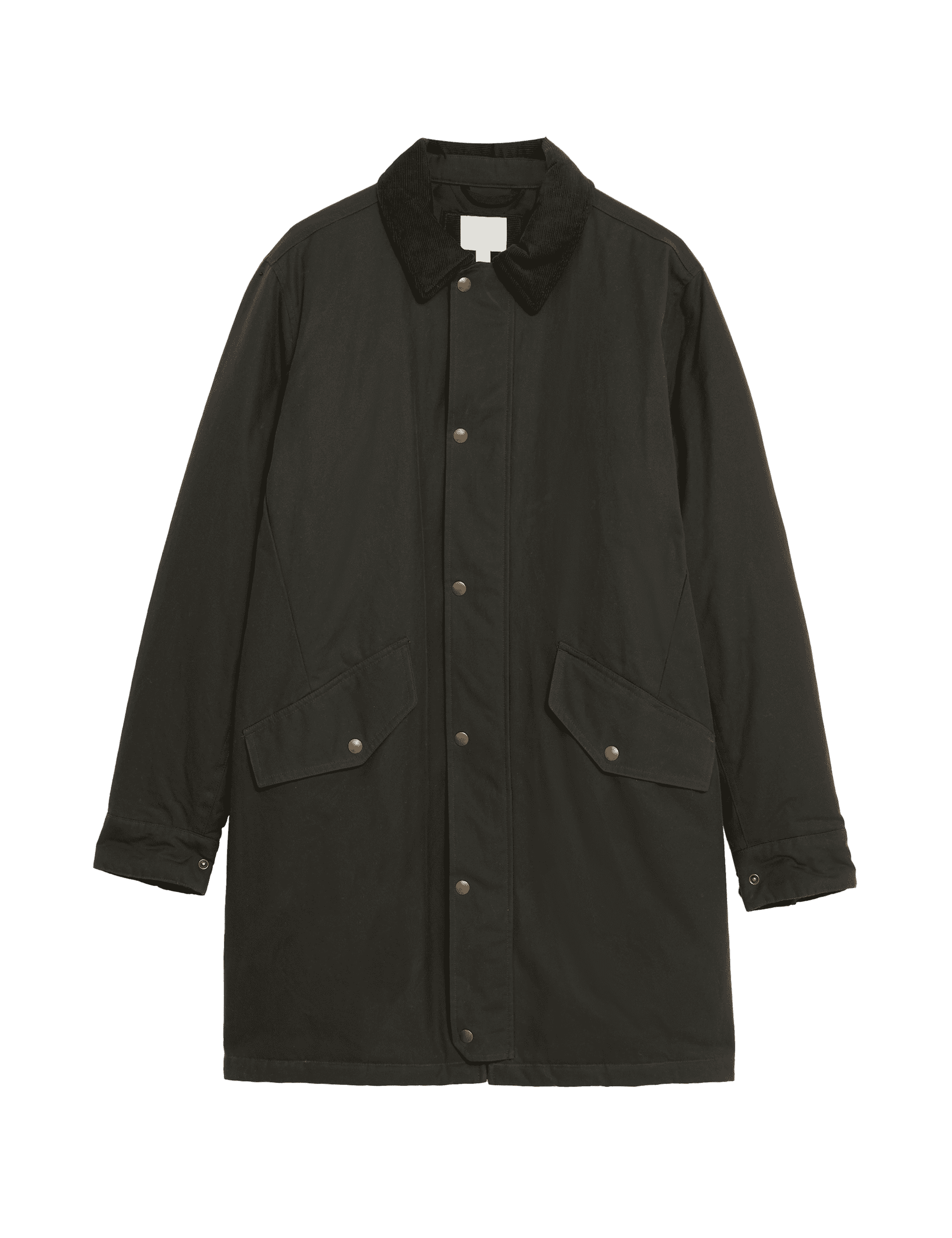 M&S Collection Men's Pure Cotton Padded Wax Jacket - XXXXL - Dark Green, Dark Green