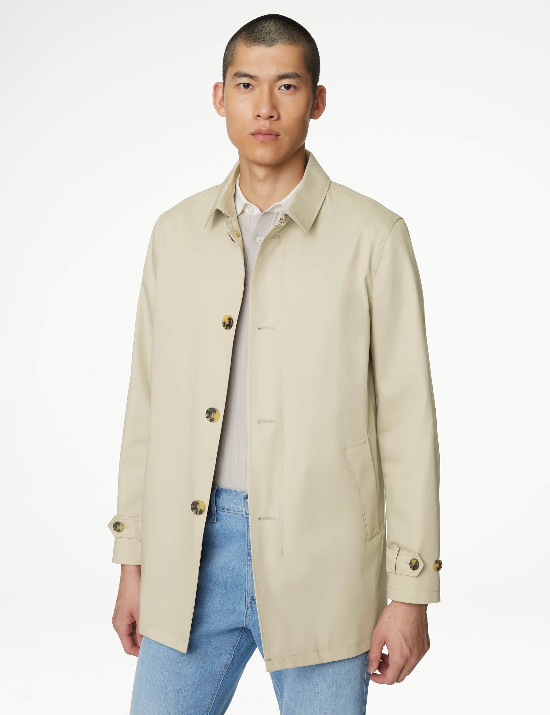 M&S Men's Cotton Blend Mac with Stormwear 