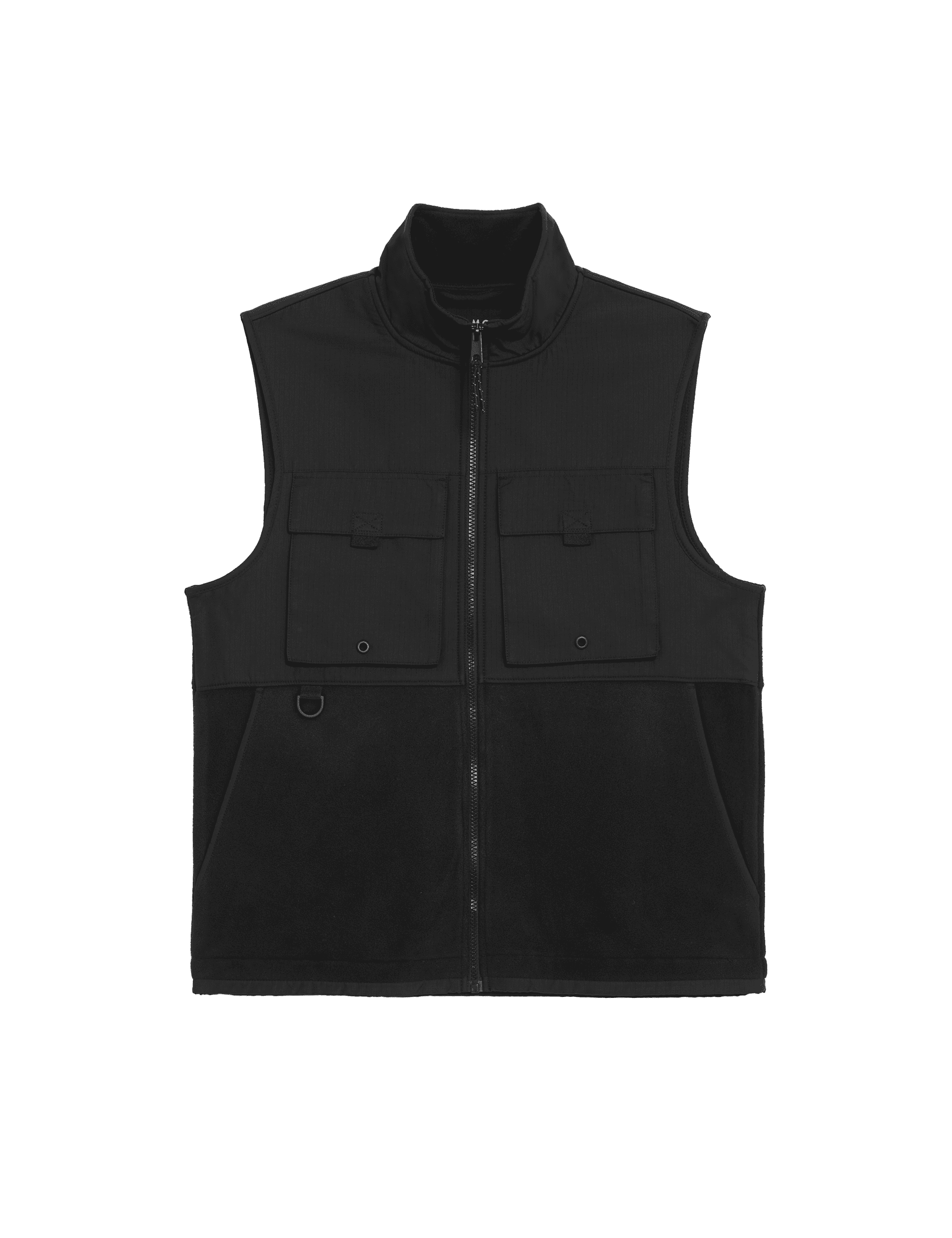 Goodmove Men's Pocketed Ripstop Fleece Gilet - Black, Stone,Black