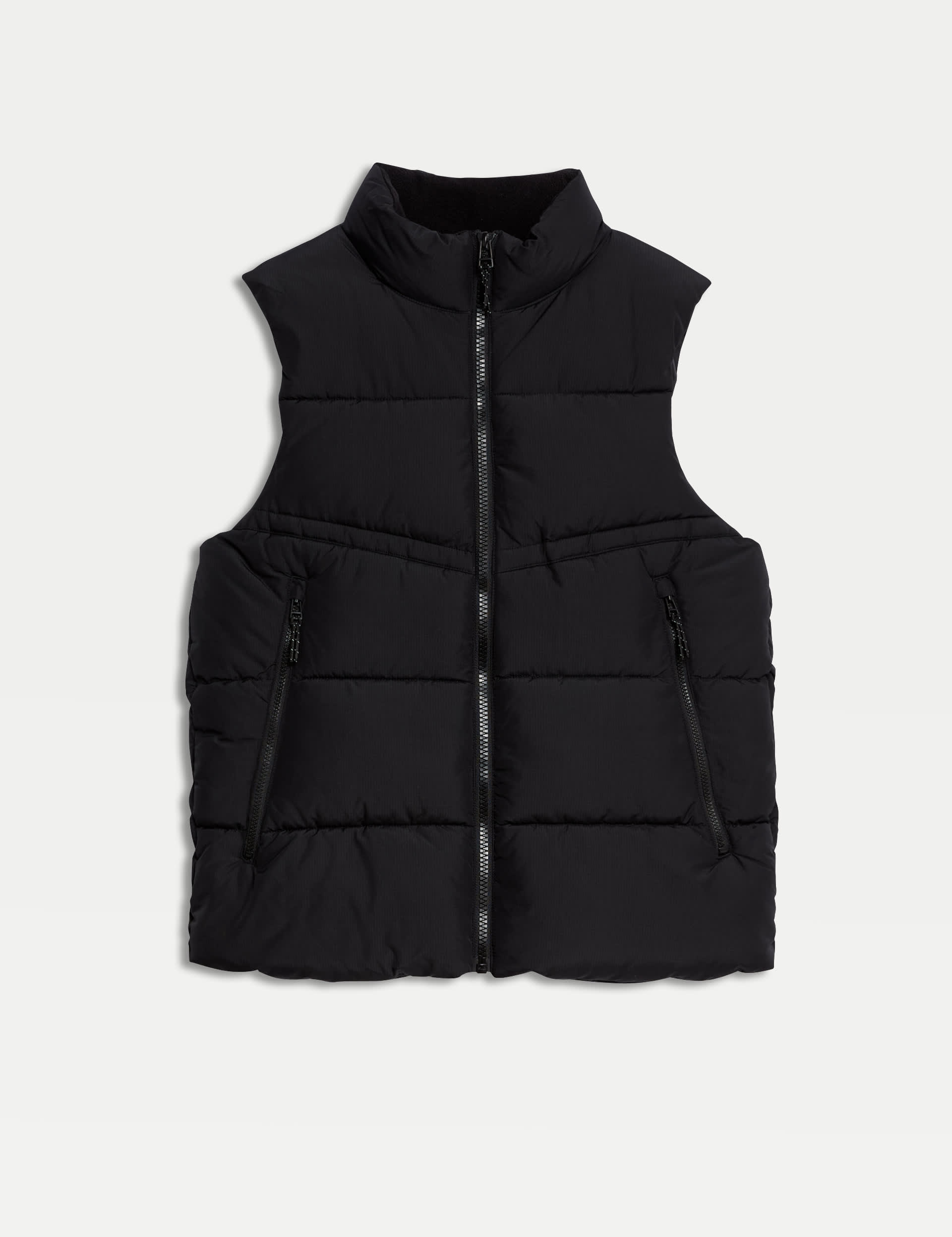 M&S Men's Gilet with Stormwear - LREG - Black, Black,Stone