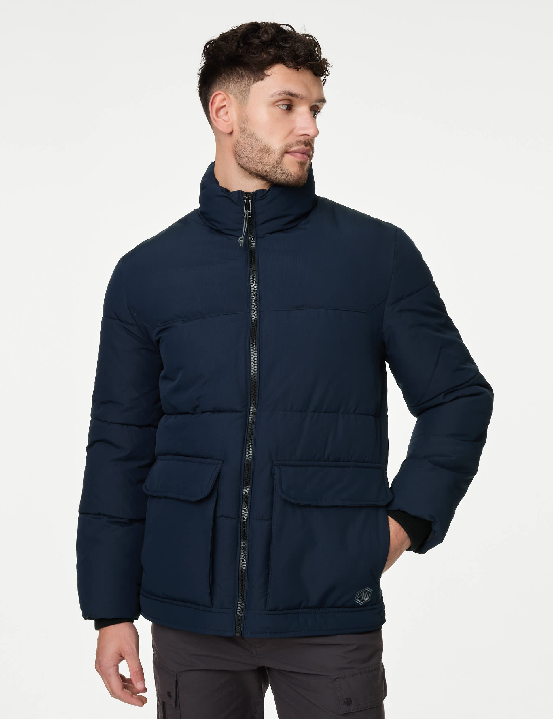 M&S Men's Puffer Jacket with Thermowarmth - MREG - Navy, Navy